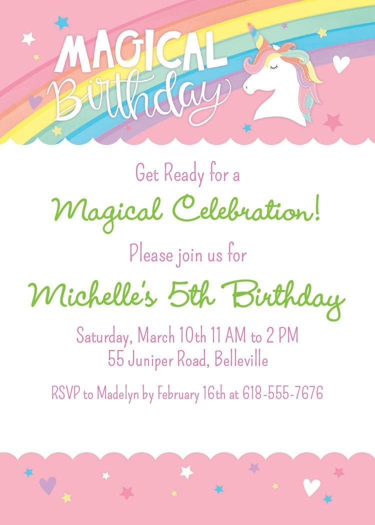 Custom Magical Rainbow Birthday Invitations Party City