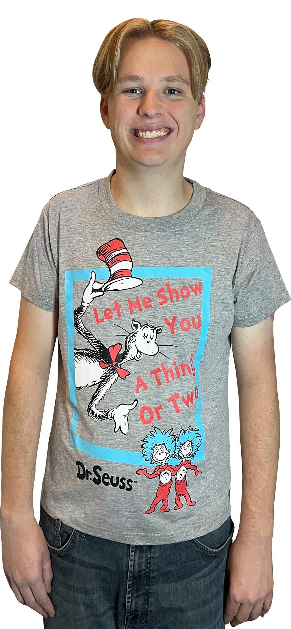 PartyCity Adult Gray Cat in the Hat Show You a Thing or 2 TShirt