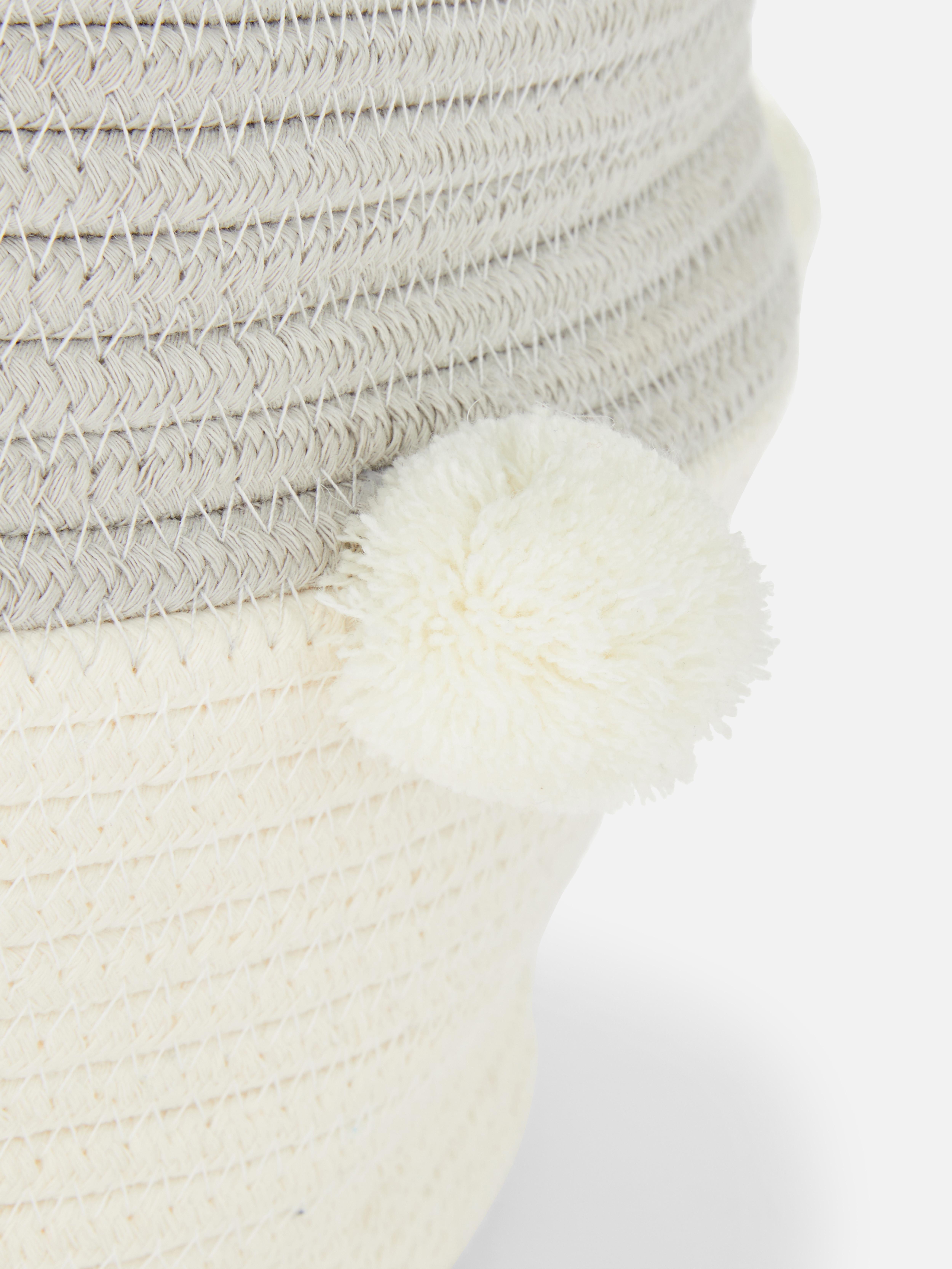 Grey PomPom Woven Basket Primark