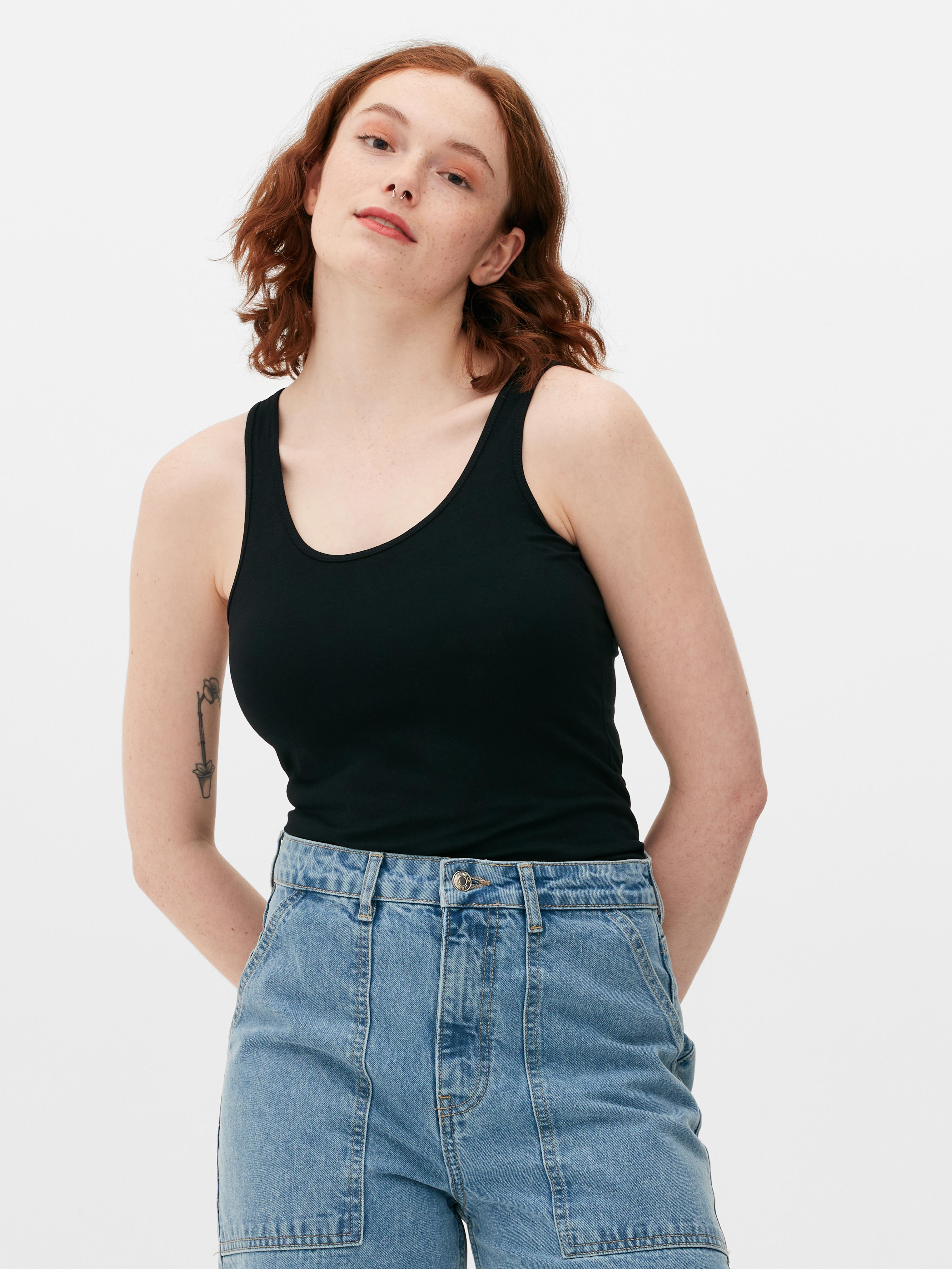 Womens Black Stretch Vest Top Primark