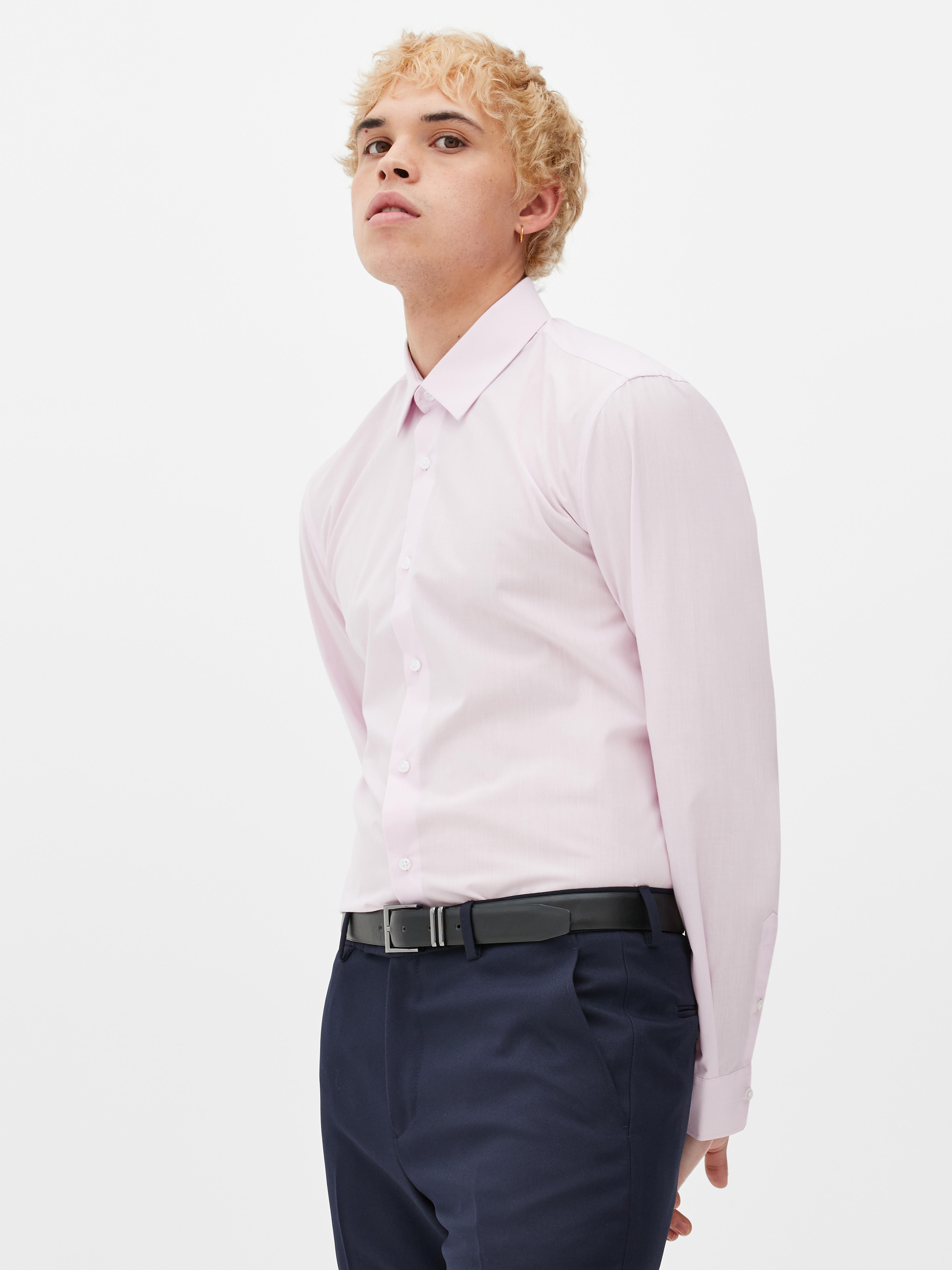 Mens Pink Slim Fit Long Sleeve Shirt Primark