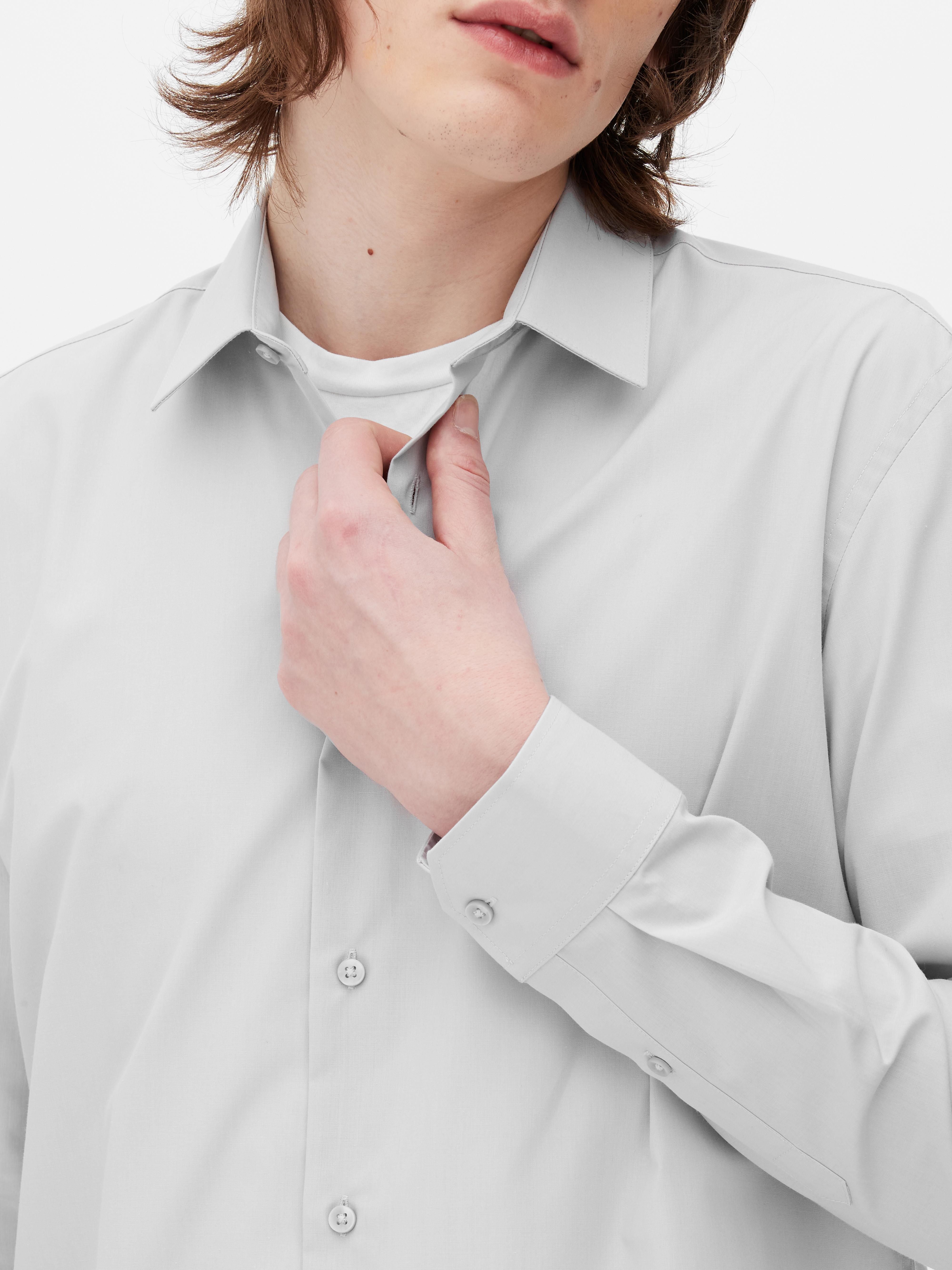 Mens Grey Slim Fit Long Sleeve Shirt Primark