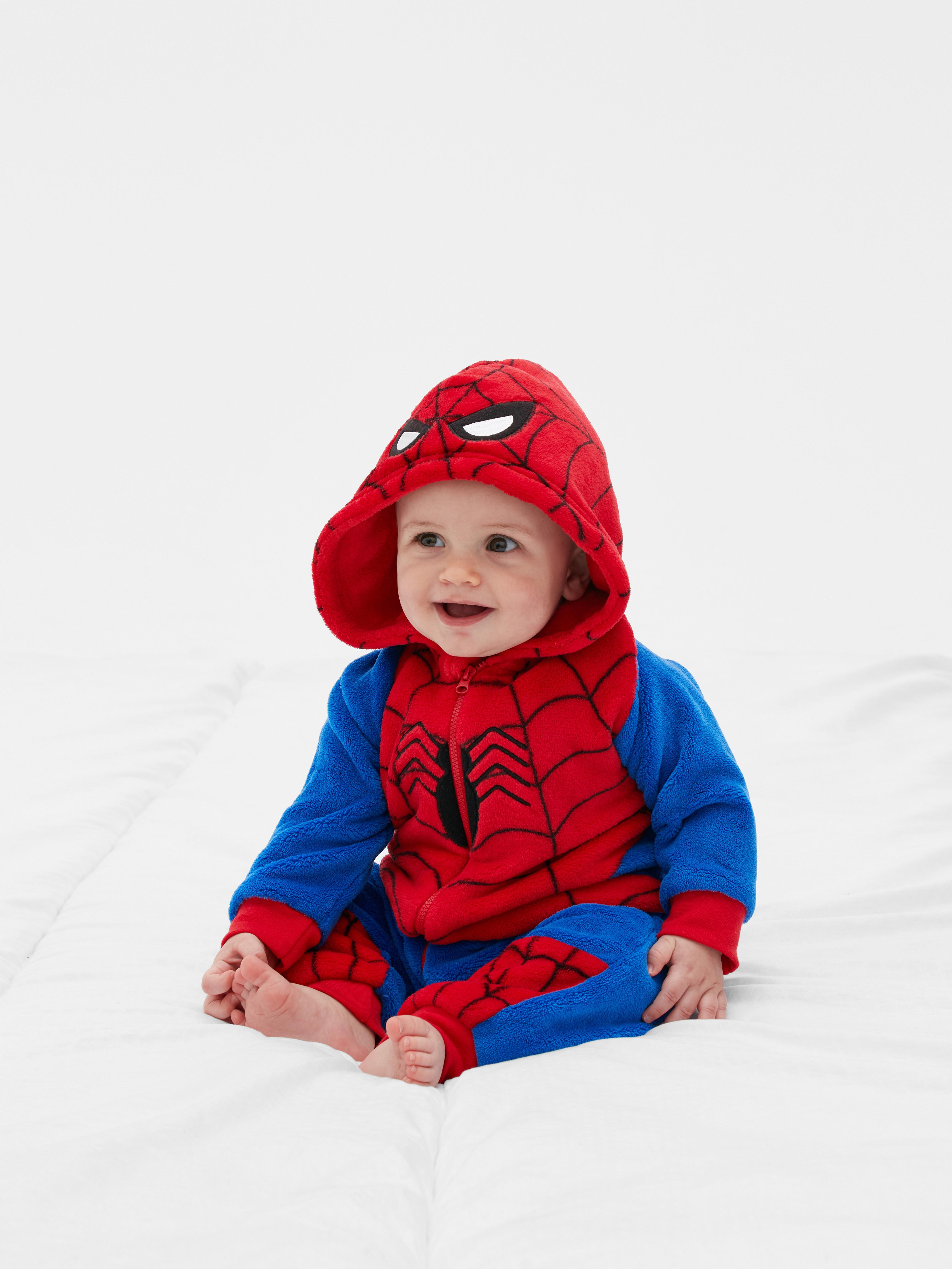 Baby Unisex;Boys;Girls; Blue Baby's Marvel SpiderMan Fleece Onesie