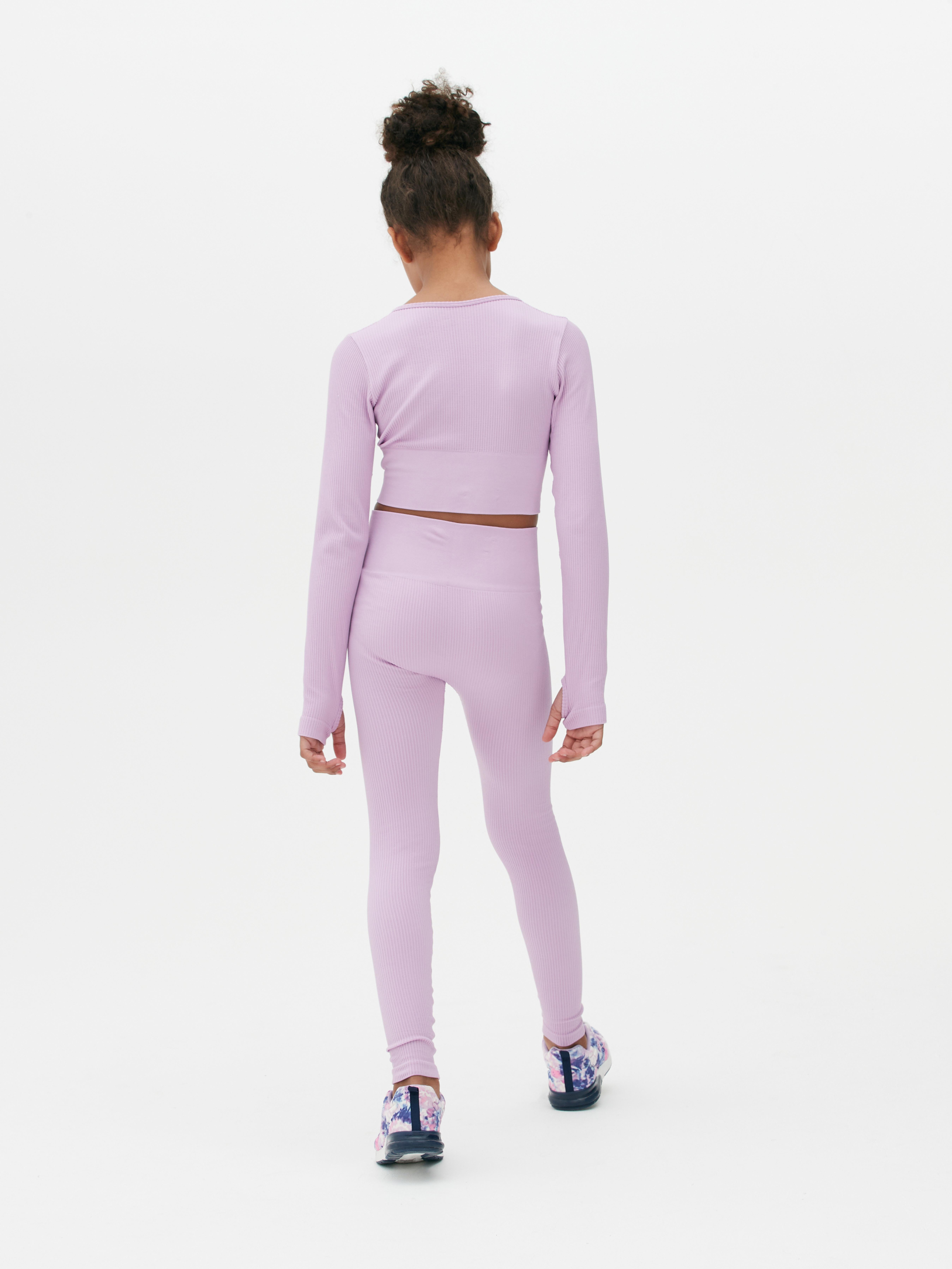 Girls Lilac Coord Ribbed Activewear Set Primark