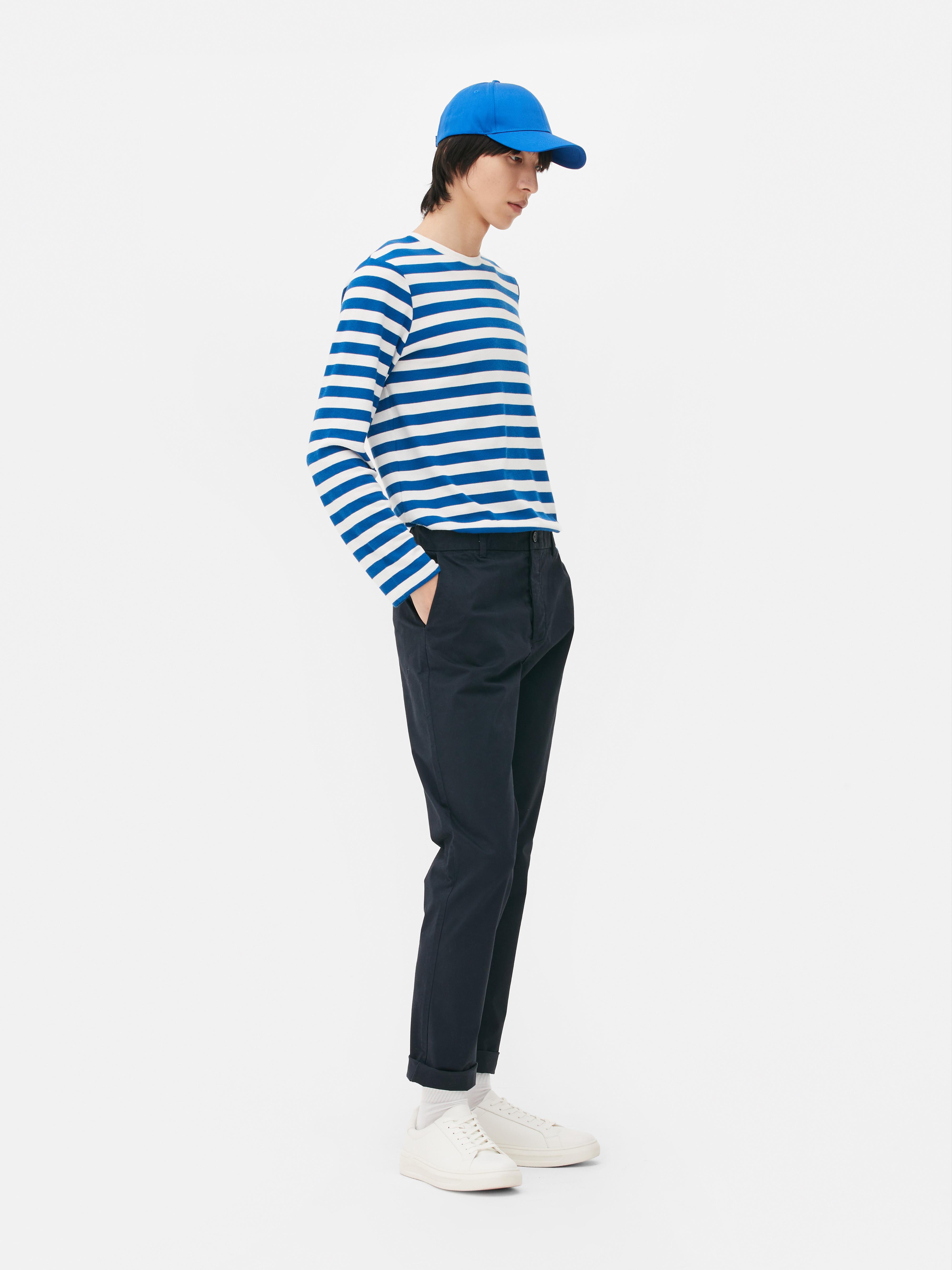 Slimfit chino met stretch Marineblauw Heren Primark