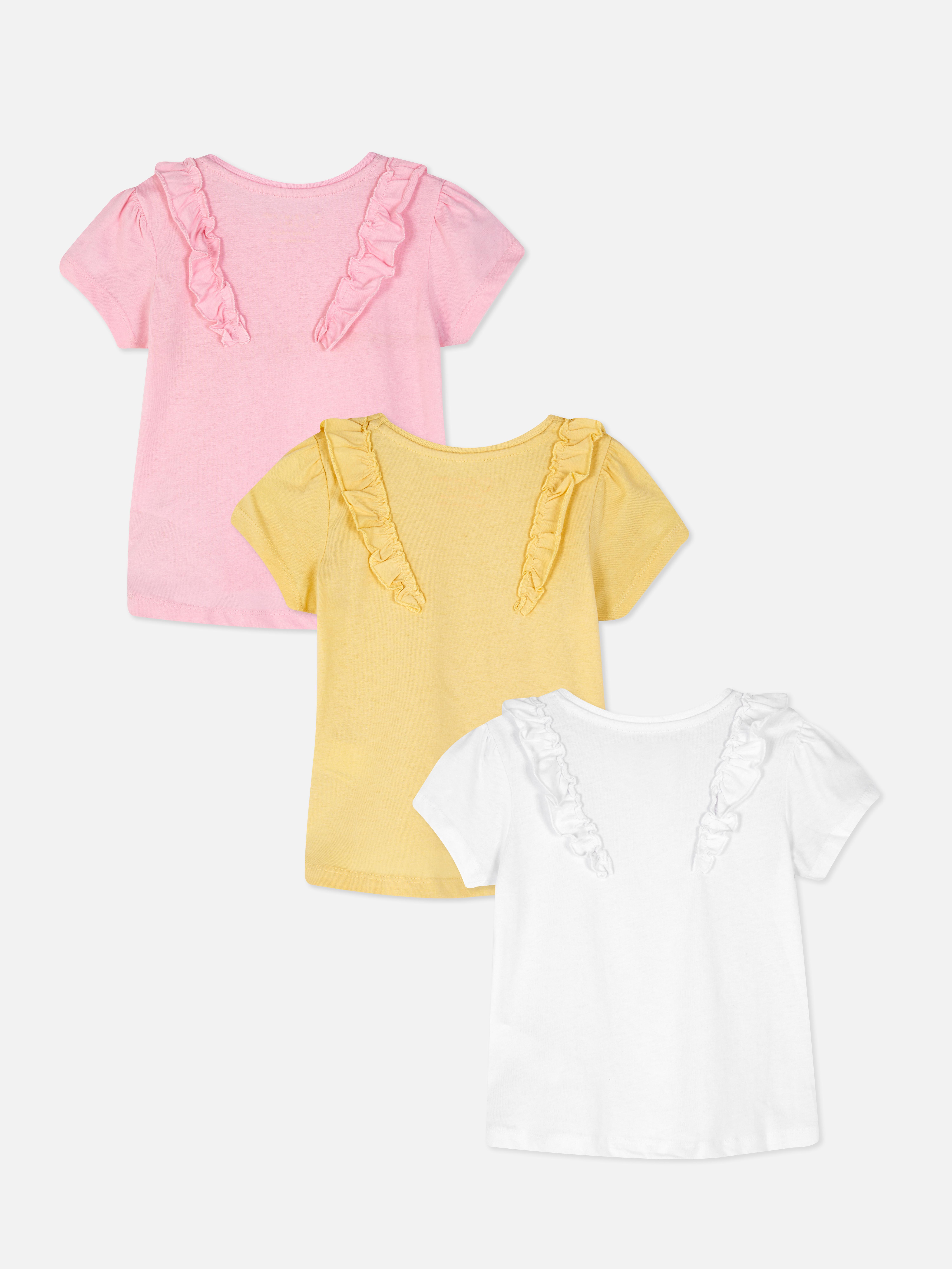 Girls Multi 3pk Short Sleeve Frill Tshirts Primark