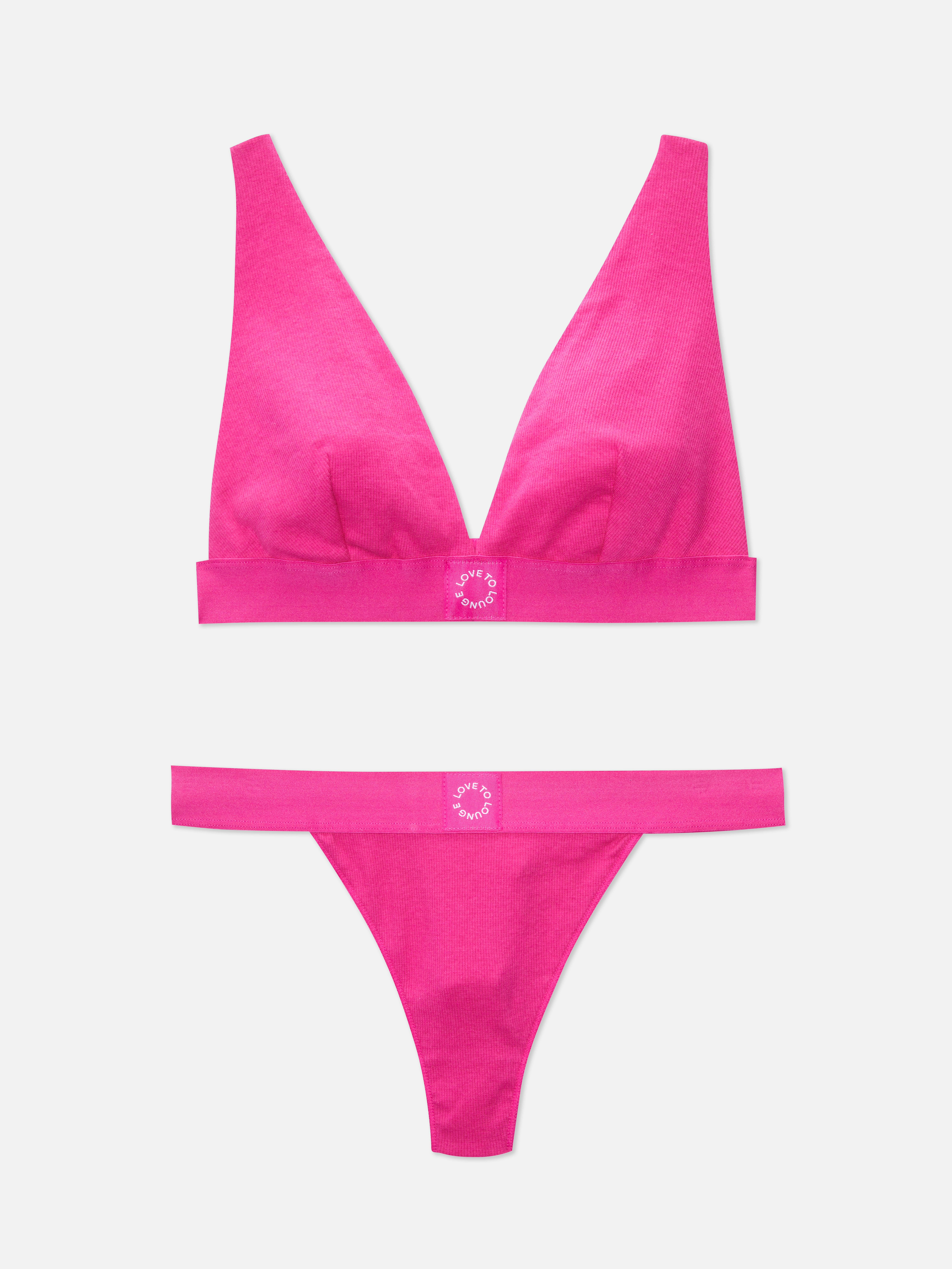 Seamfree Triangle Bralette & Thong Underwear Set Primark