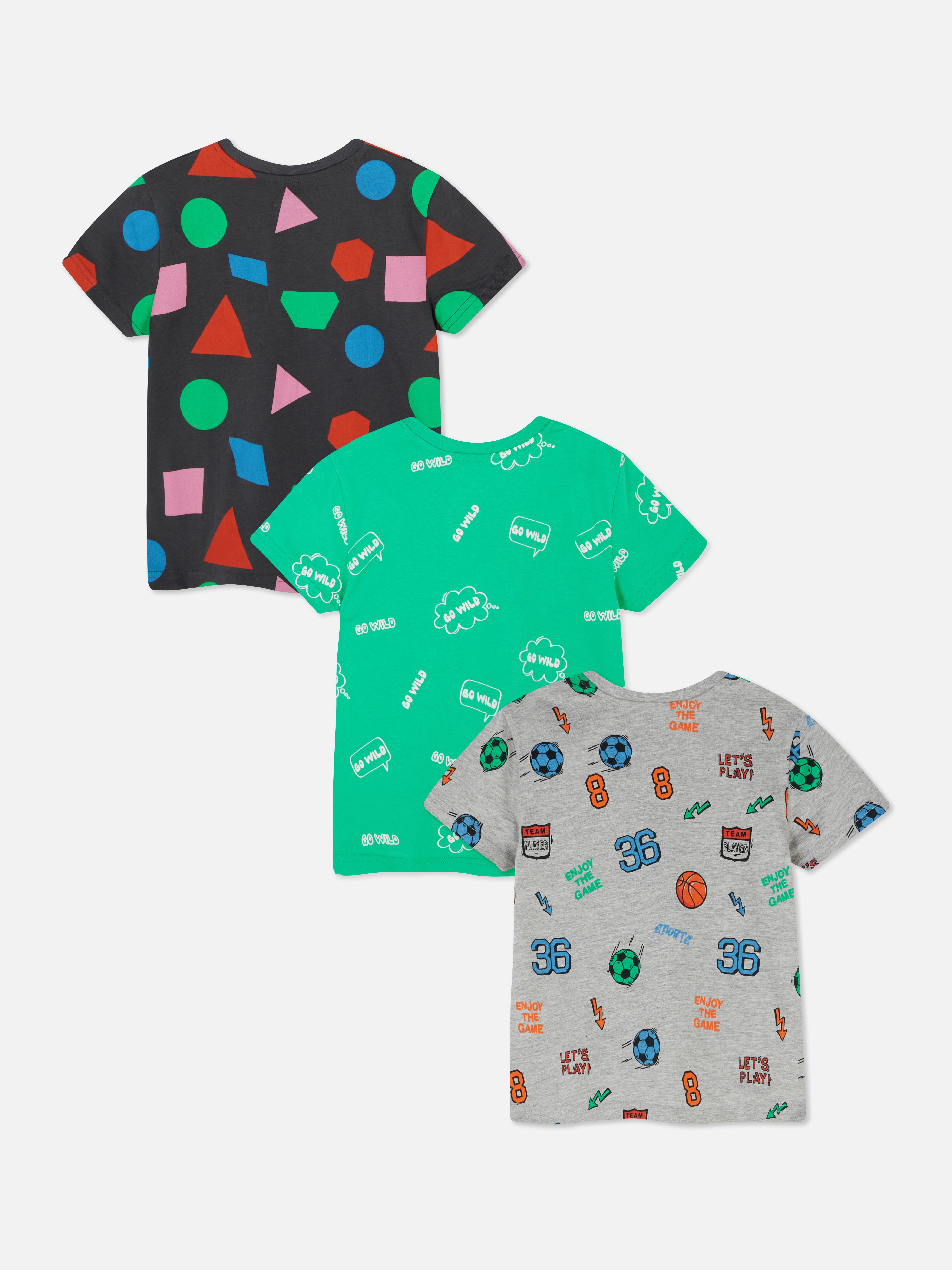 Boys Multi 3pk Print Short Sleeve Tshirts Primark