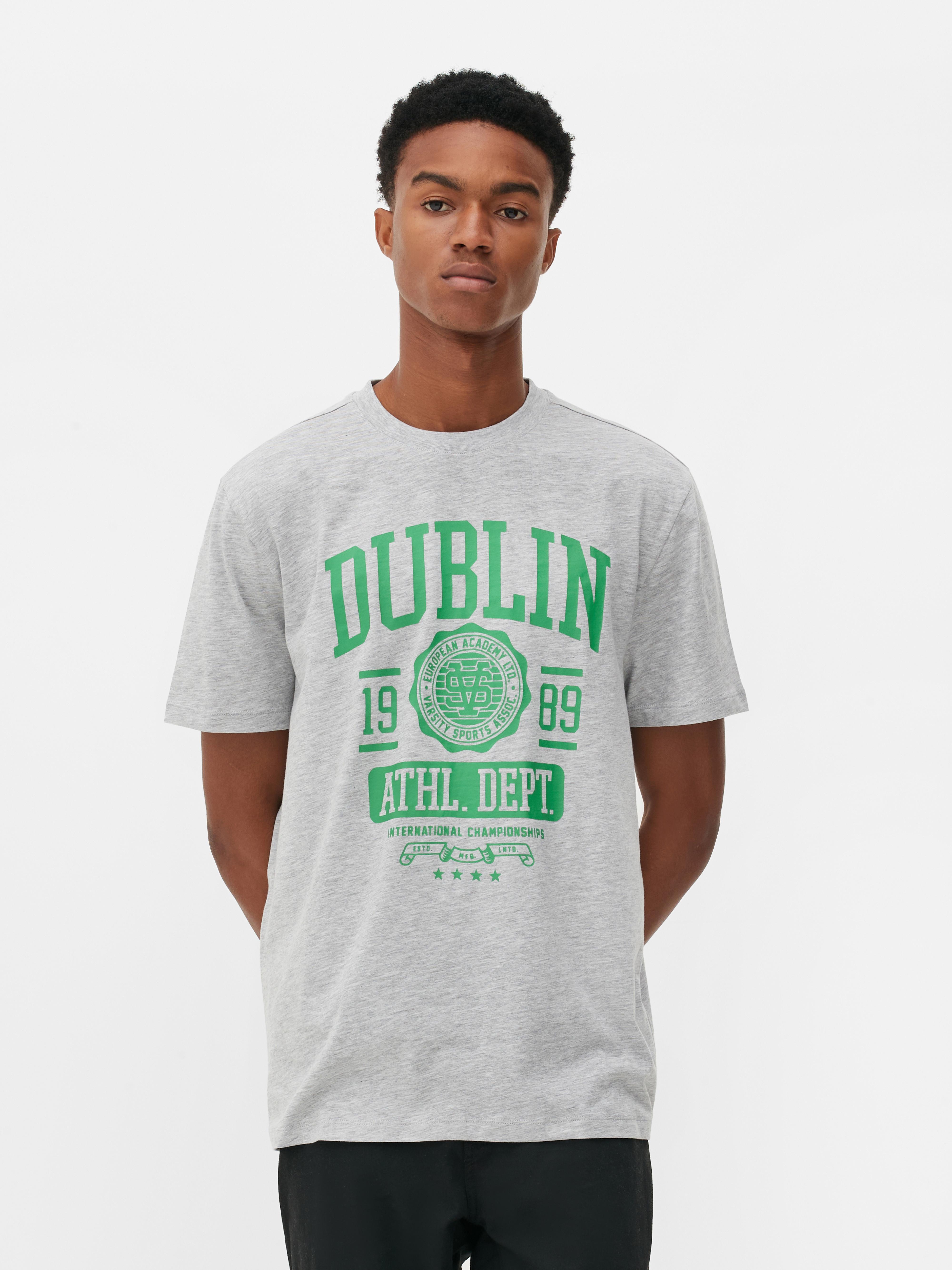 Men's Grey Marl Dublin Varsity Tshirt Penneys