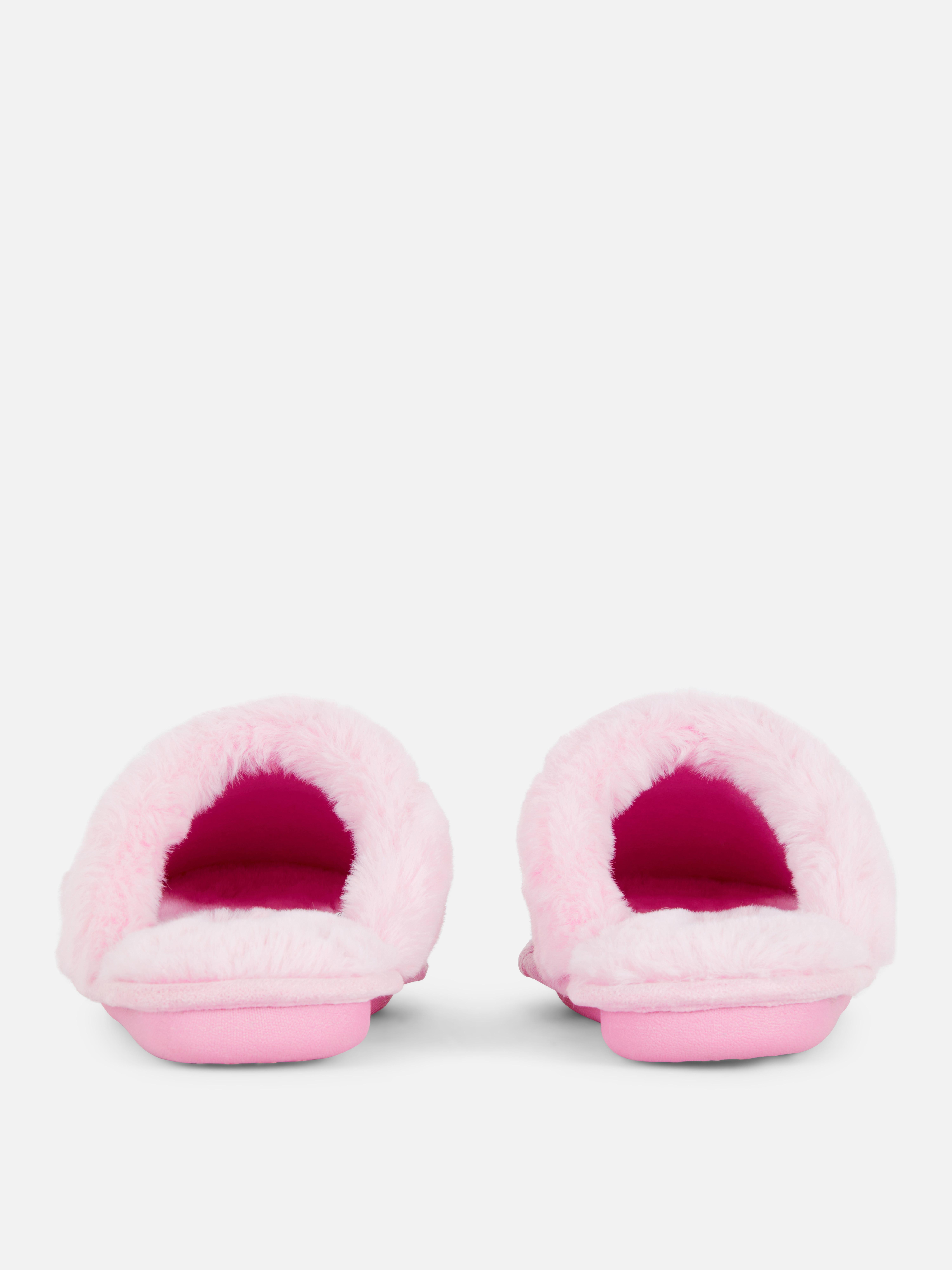 Womens Pink Faux Suede Slippers Primark