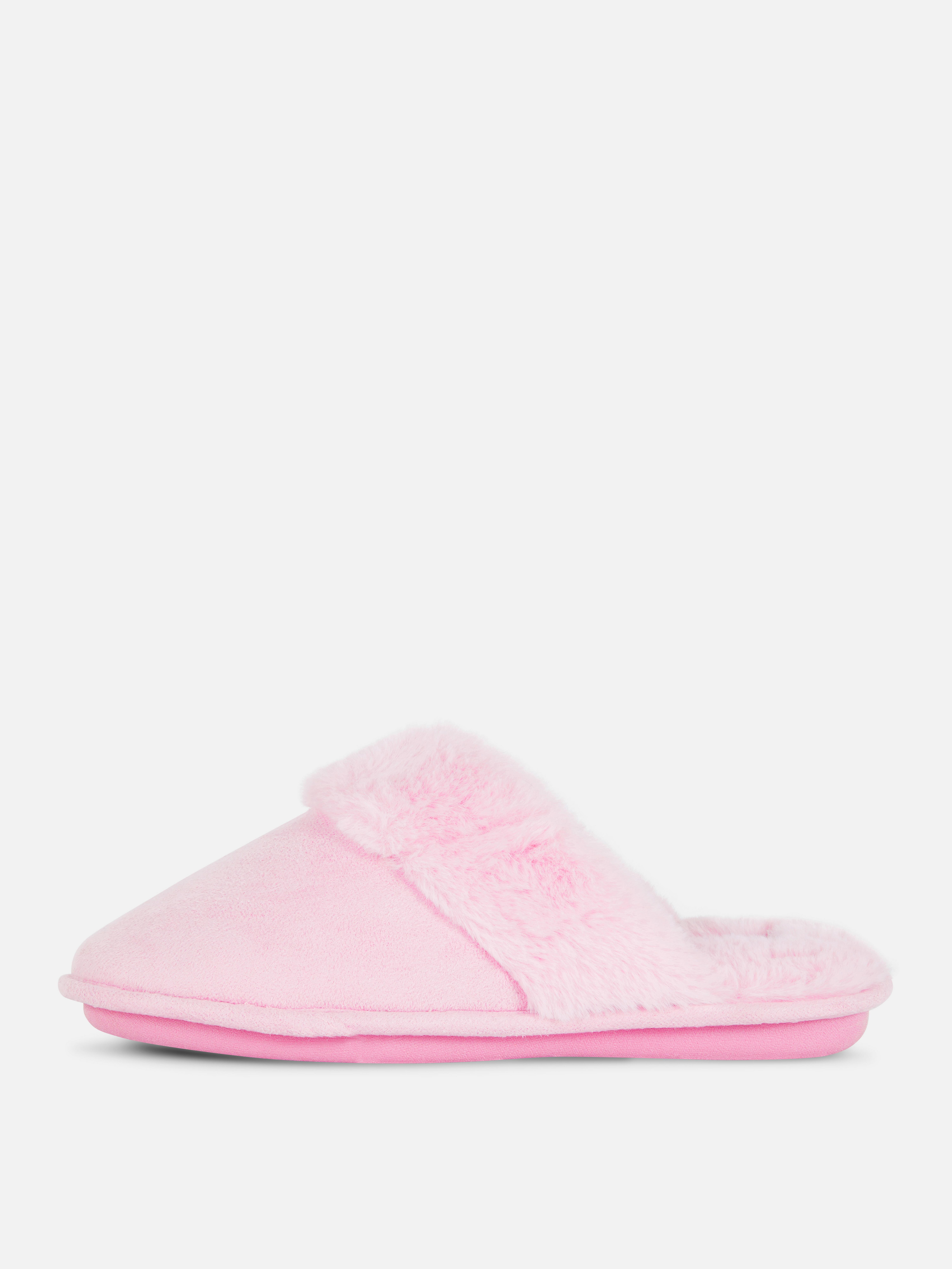 Womens Pink Faux Suede Slippers Primark