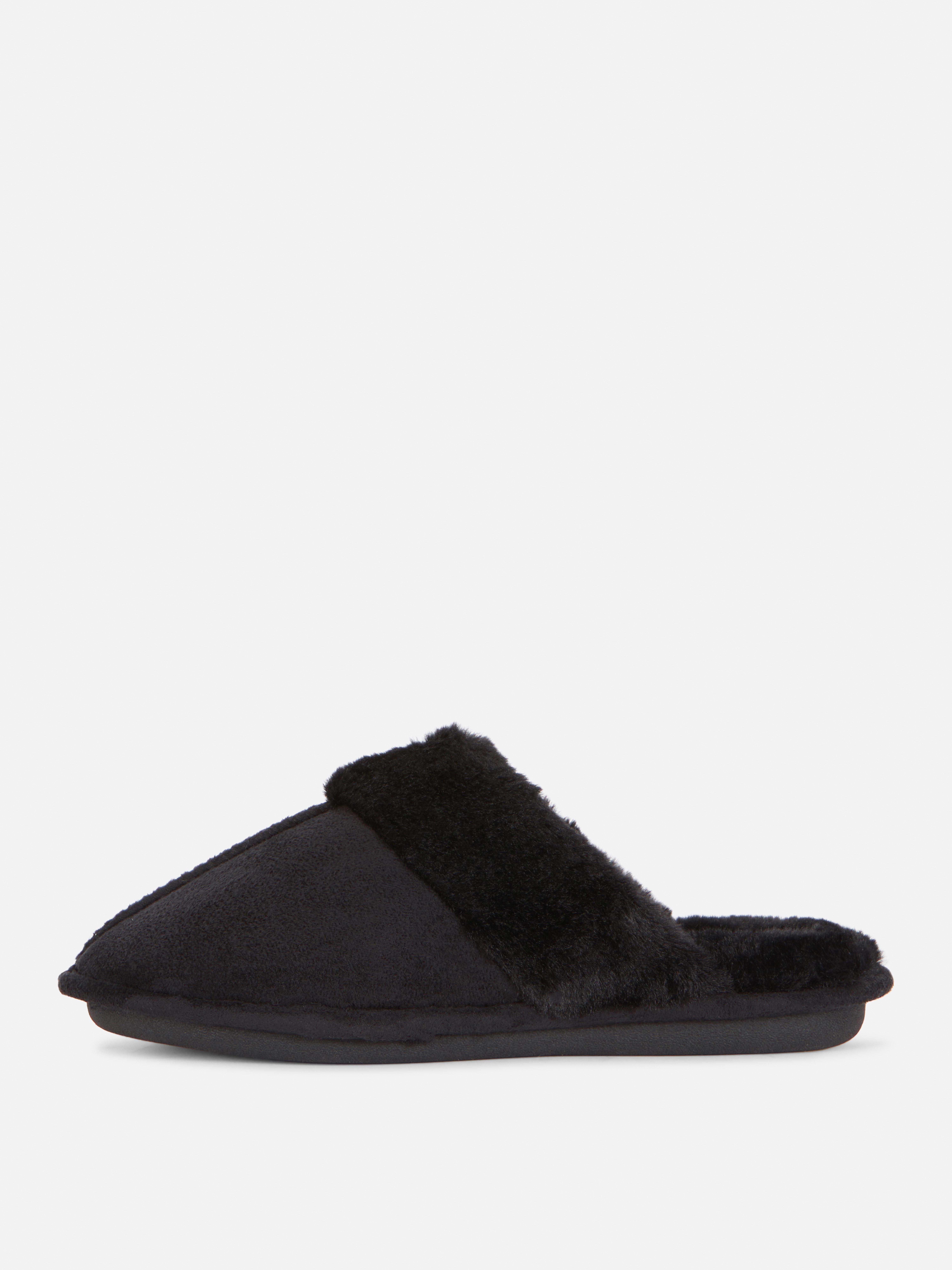 Women's Black Faux Suede Slippers Primark