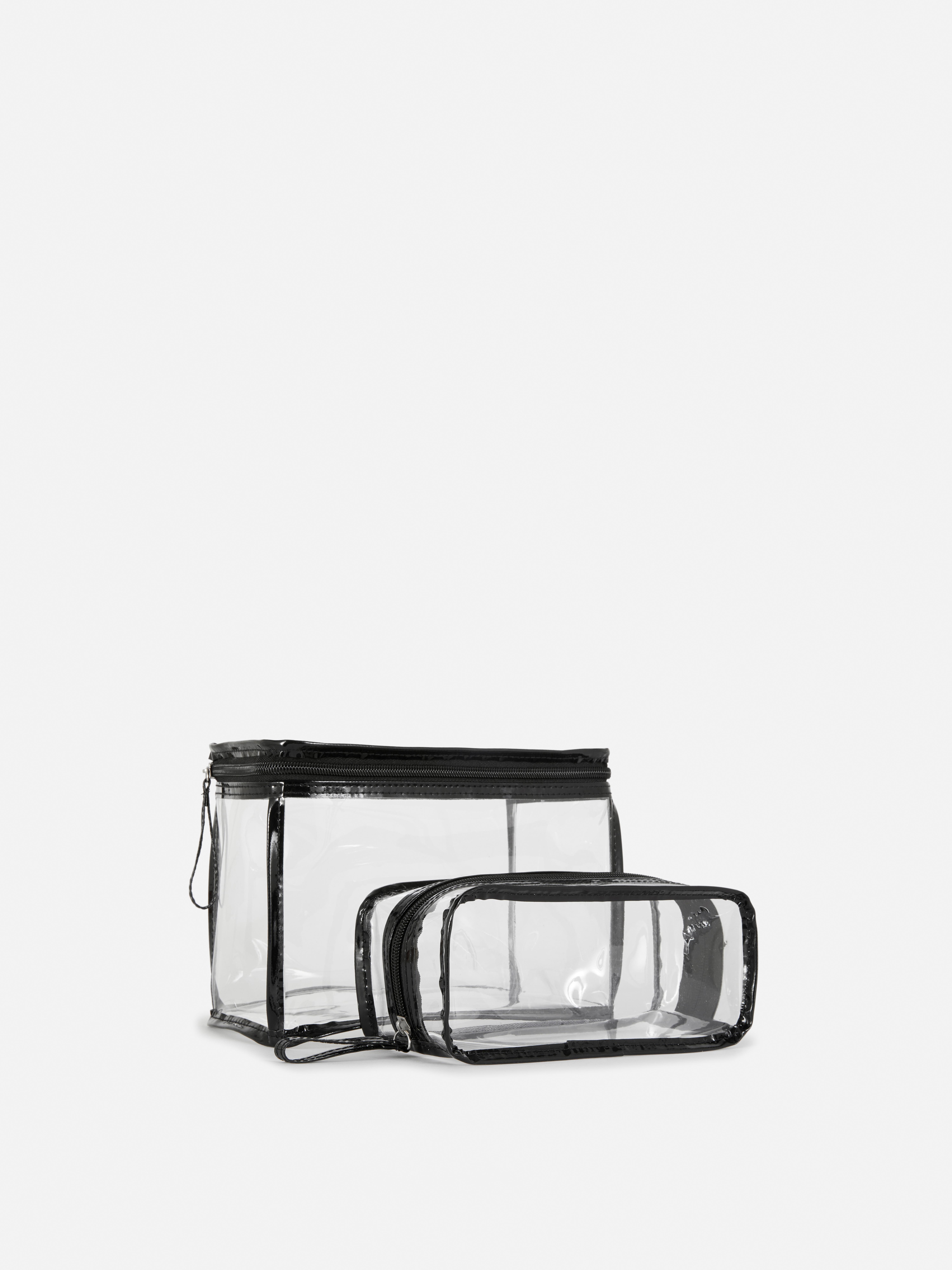Black 2pk Clear Makeup Bags Primark
