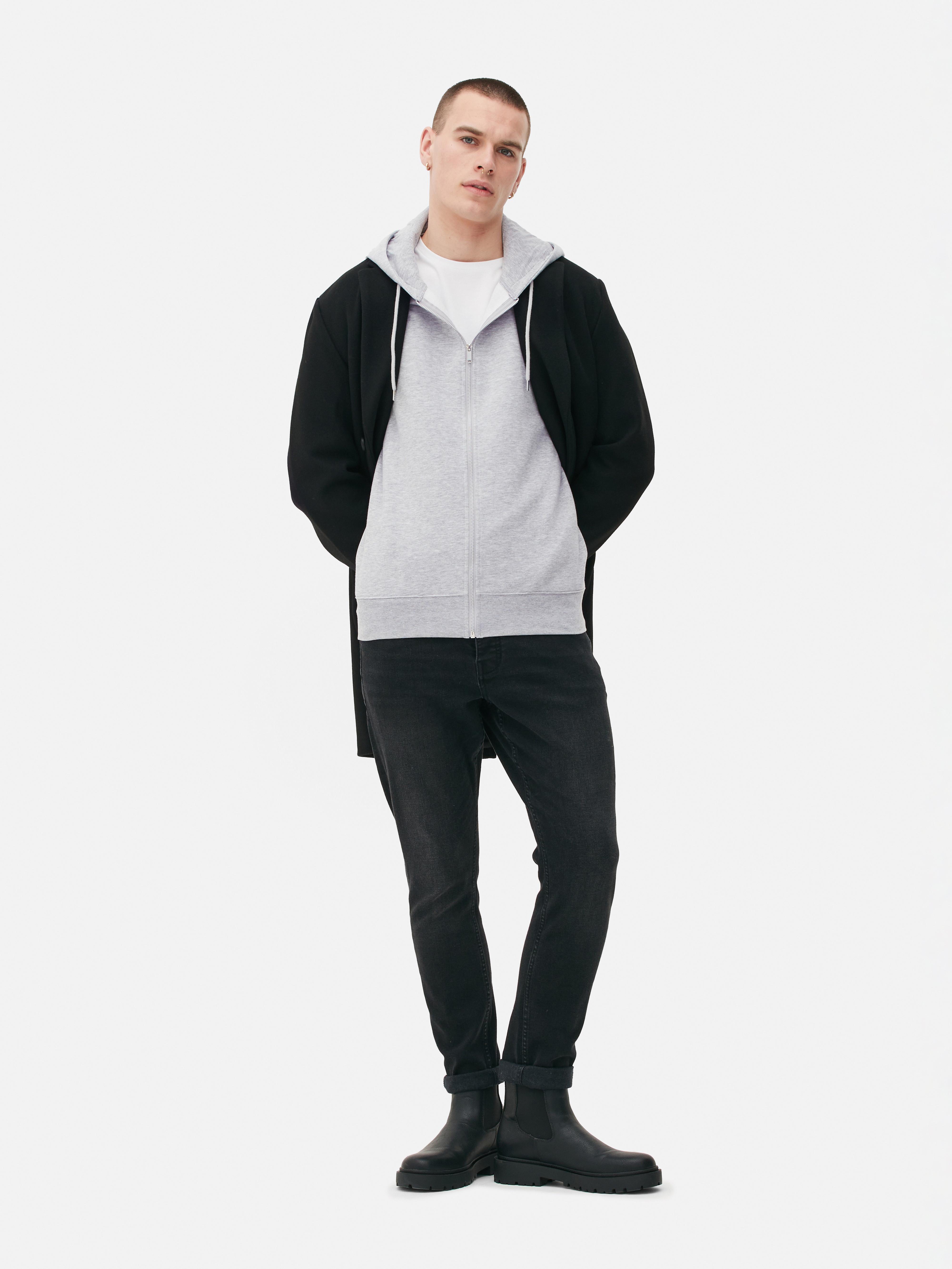 Mens Grey Essential ZipThrough Hoodie Primark