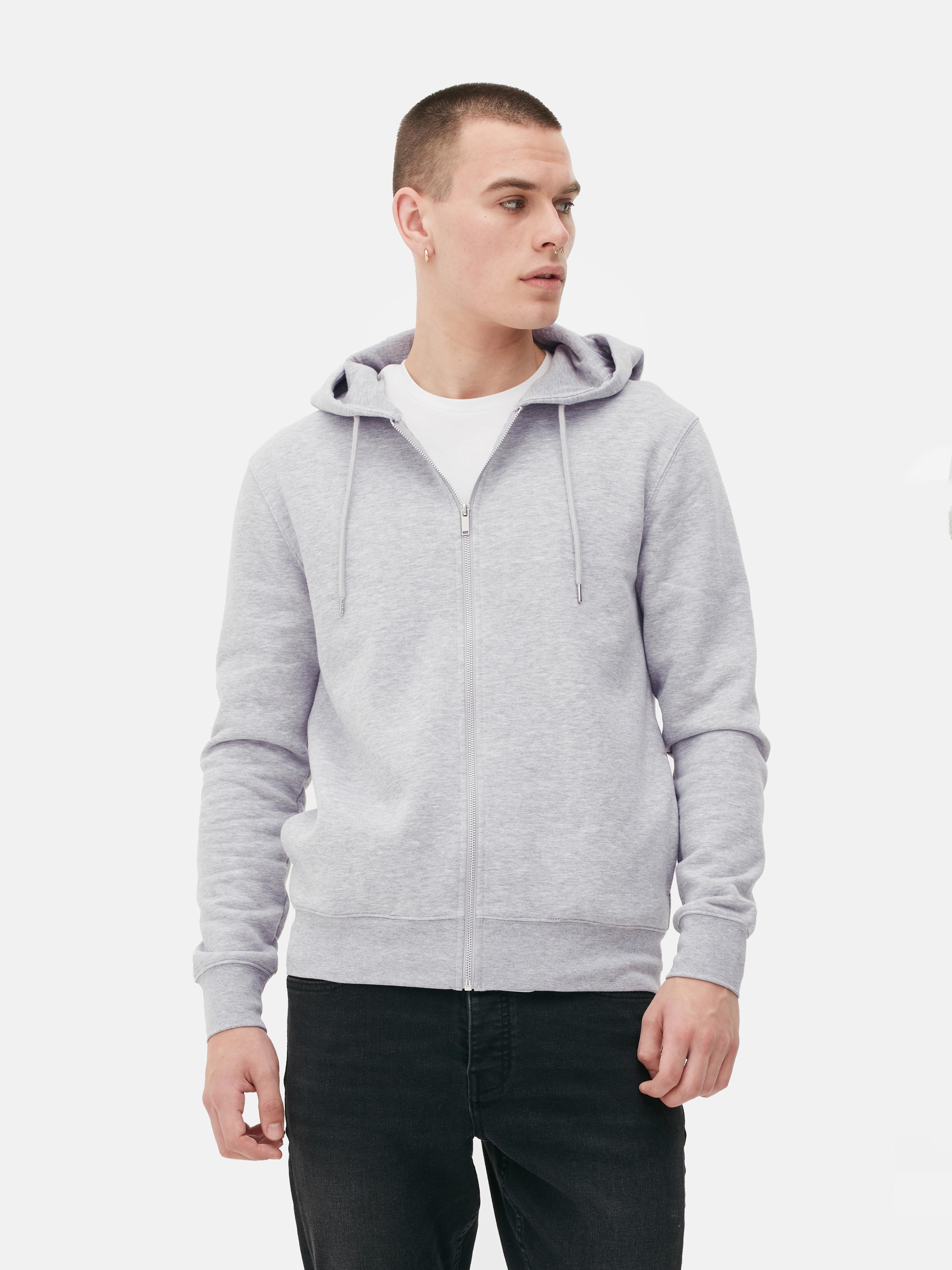 Mens Grey Essential ZipThrough Hoodie Primark