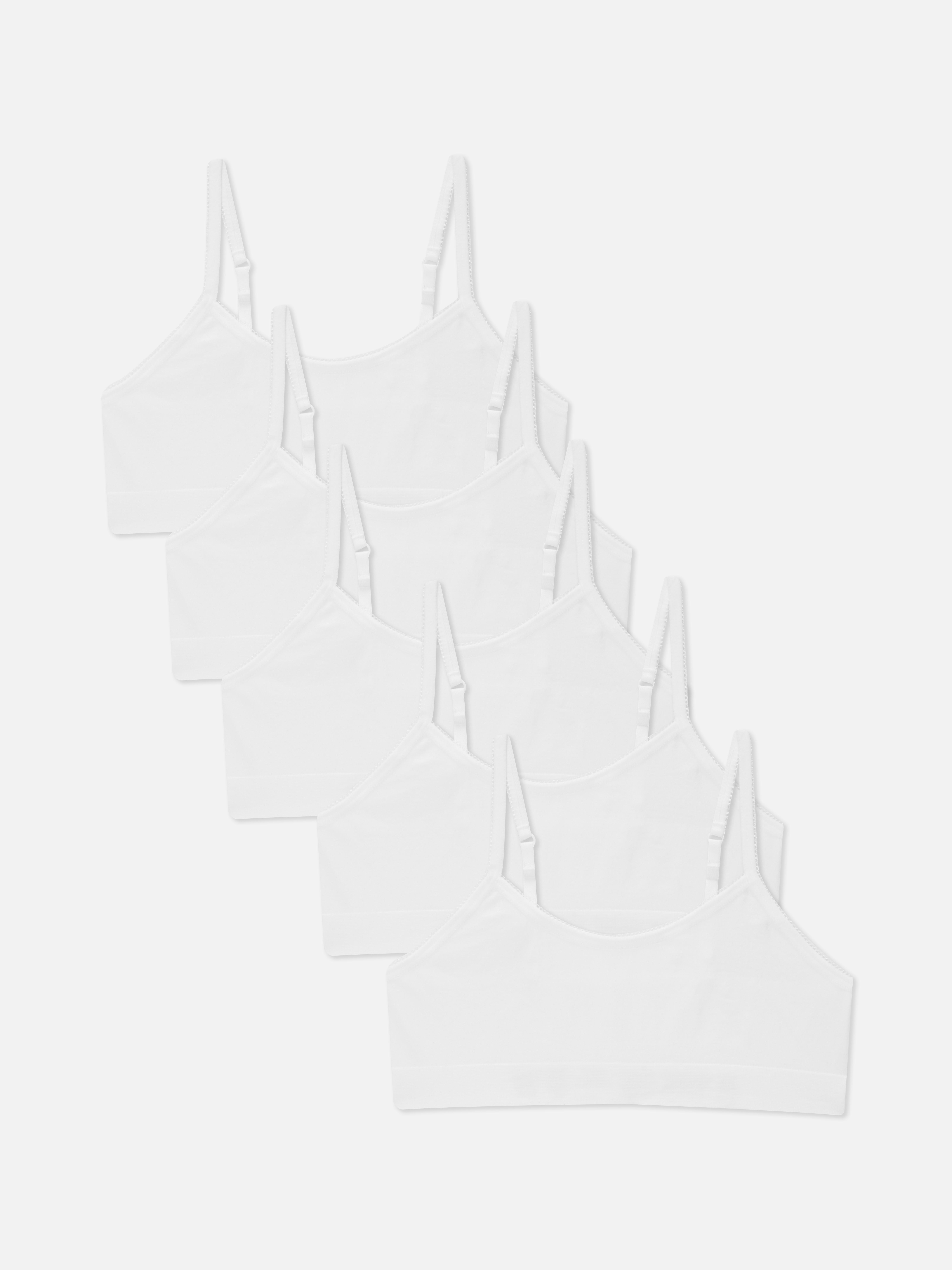 Girls White 5pk Seamfree Camisole Cropped Tops Primark