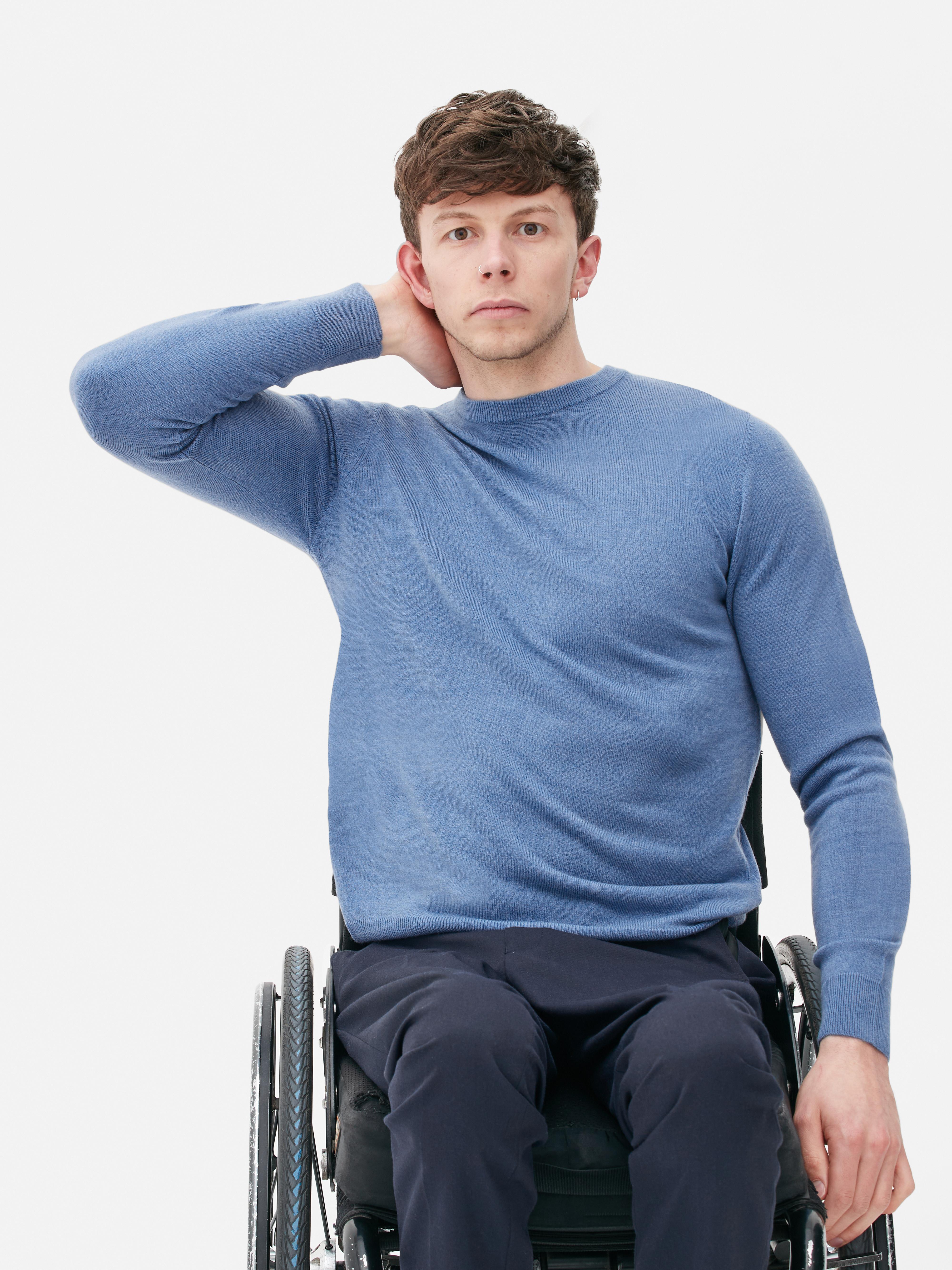 Mens Blue Marl Essential Fine Knit Jumper Primark