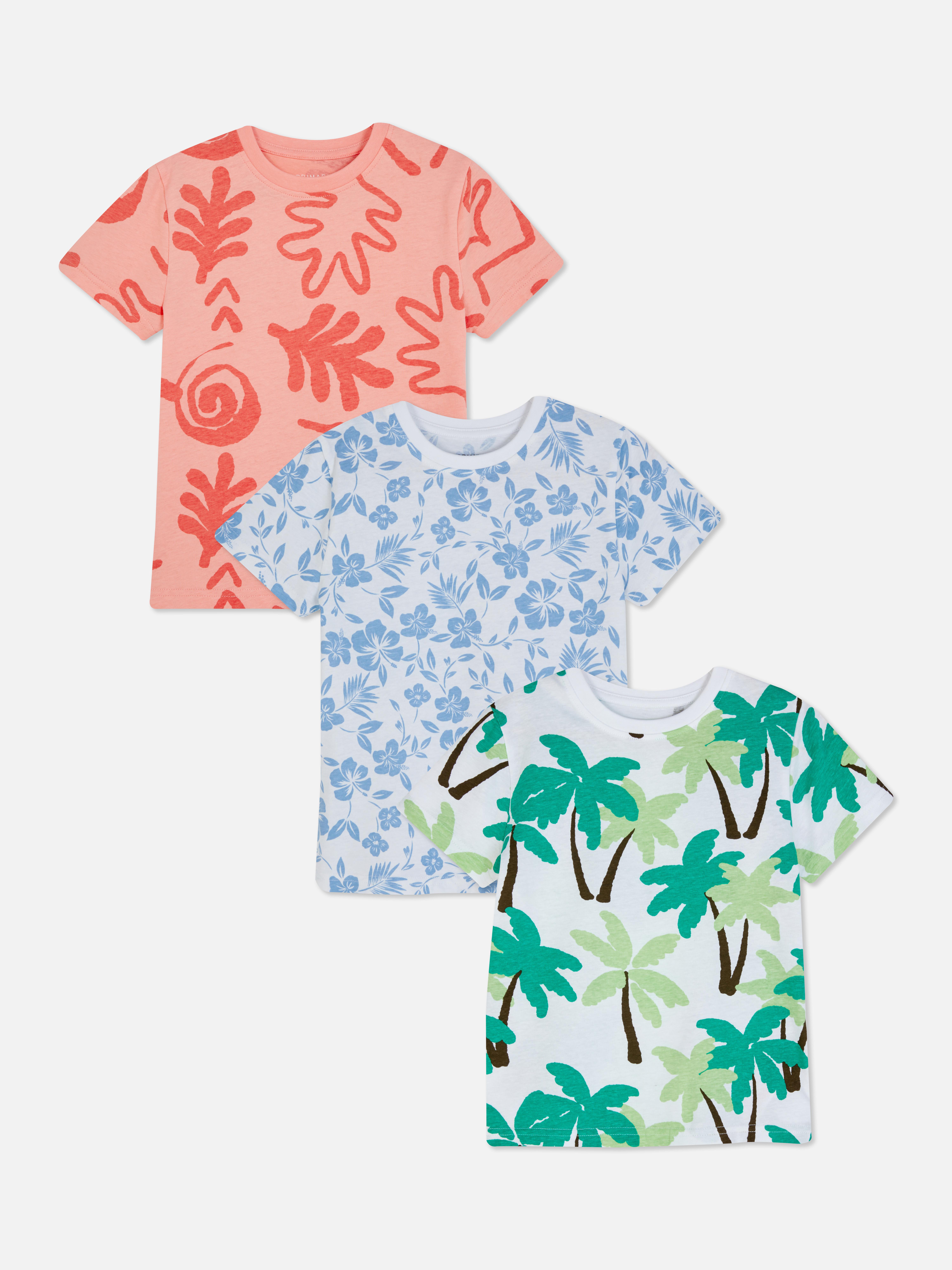 Boys Multi 3pk Floral Short Sleeve Tshirts Primark