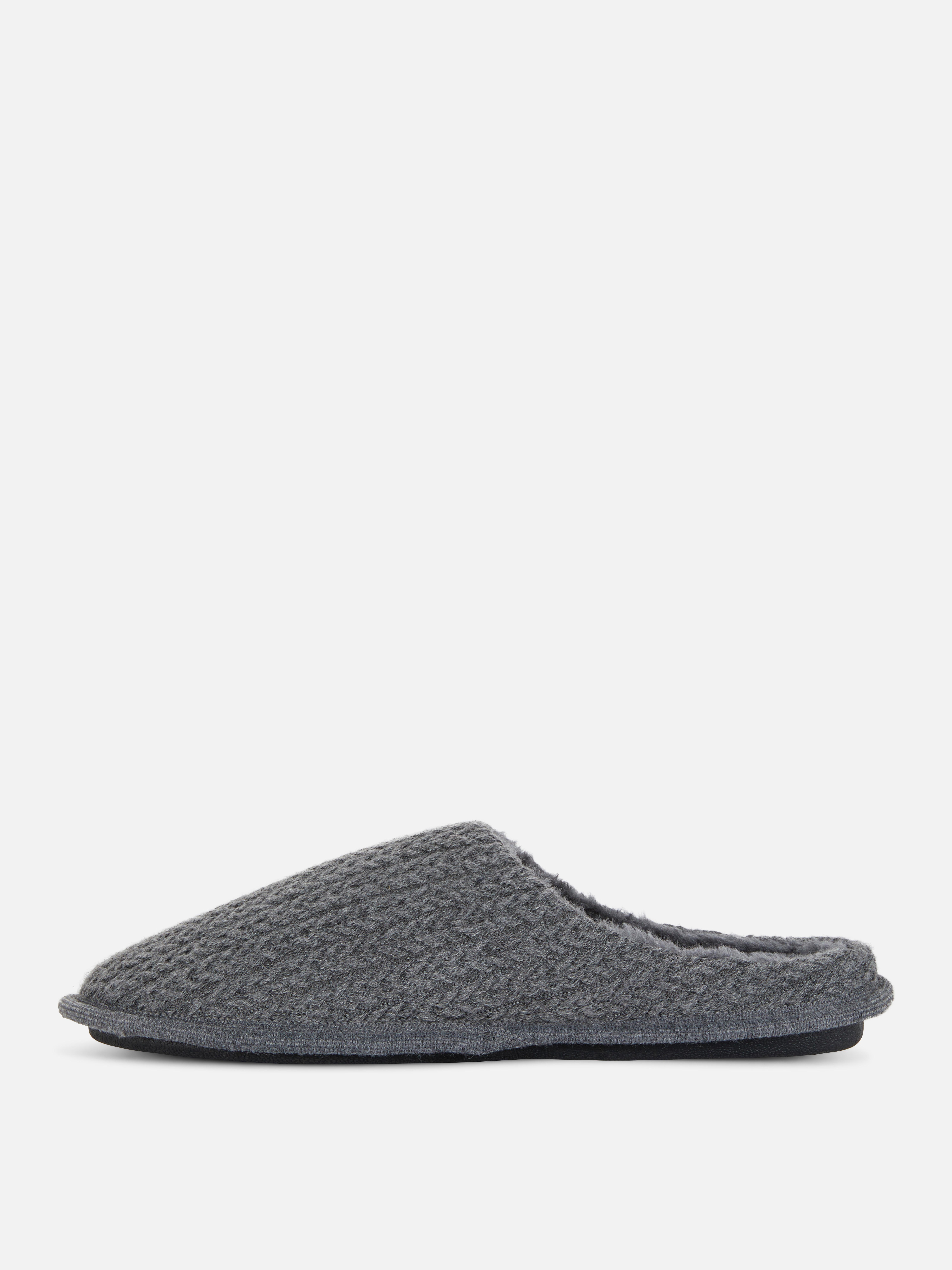 Mens Charcoal Knit Slippers Primark