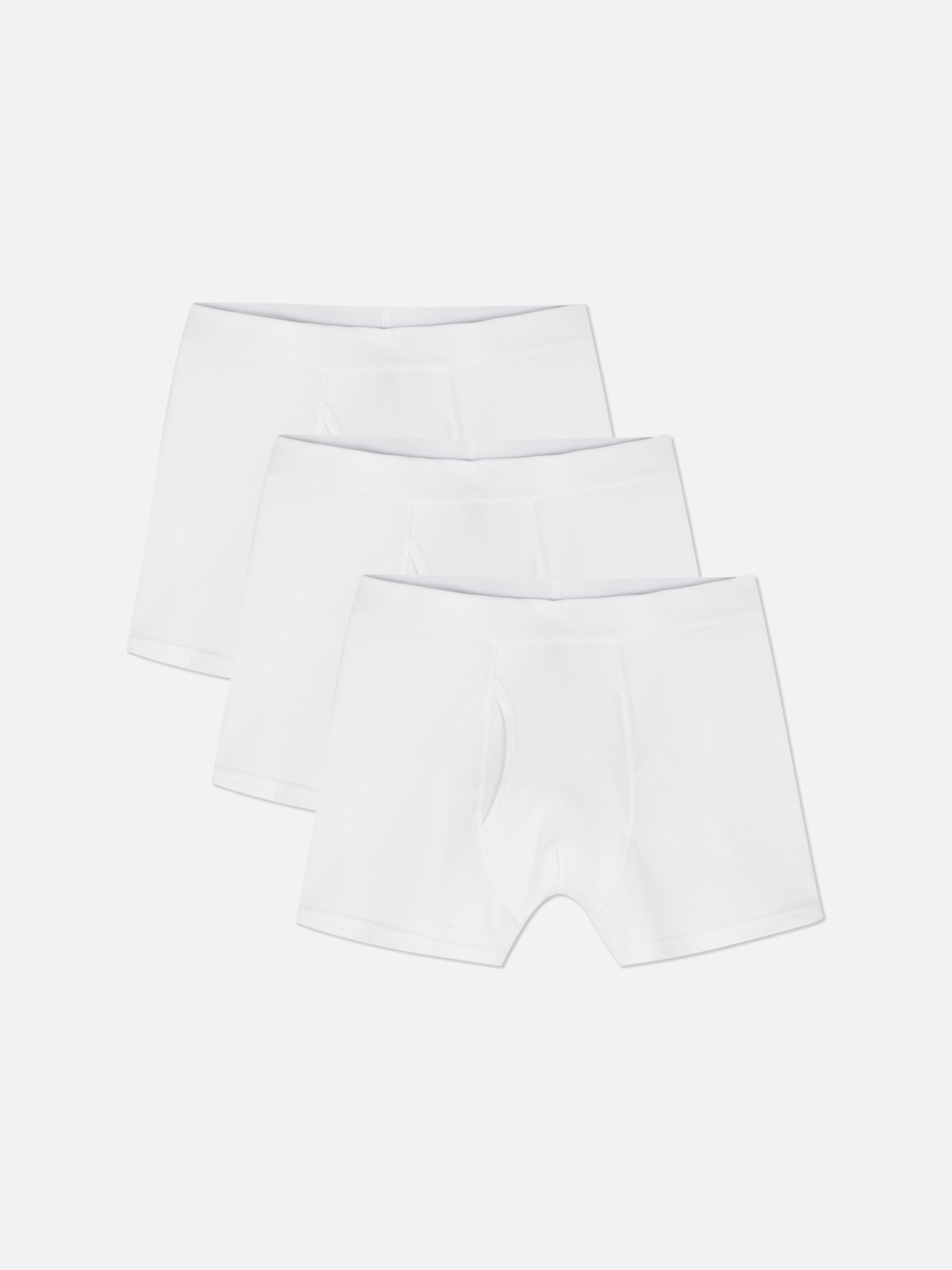 Mens White 3pk Cotton Blend Trunk Briefs Primark