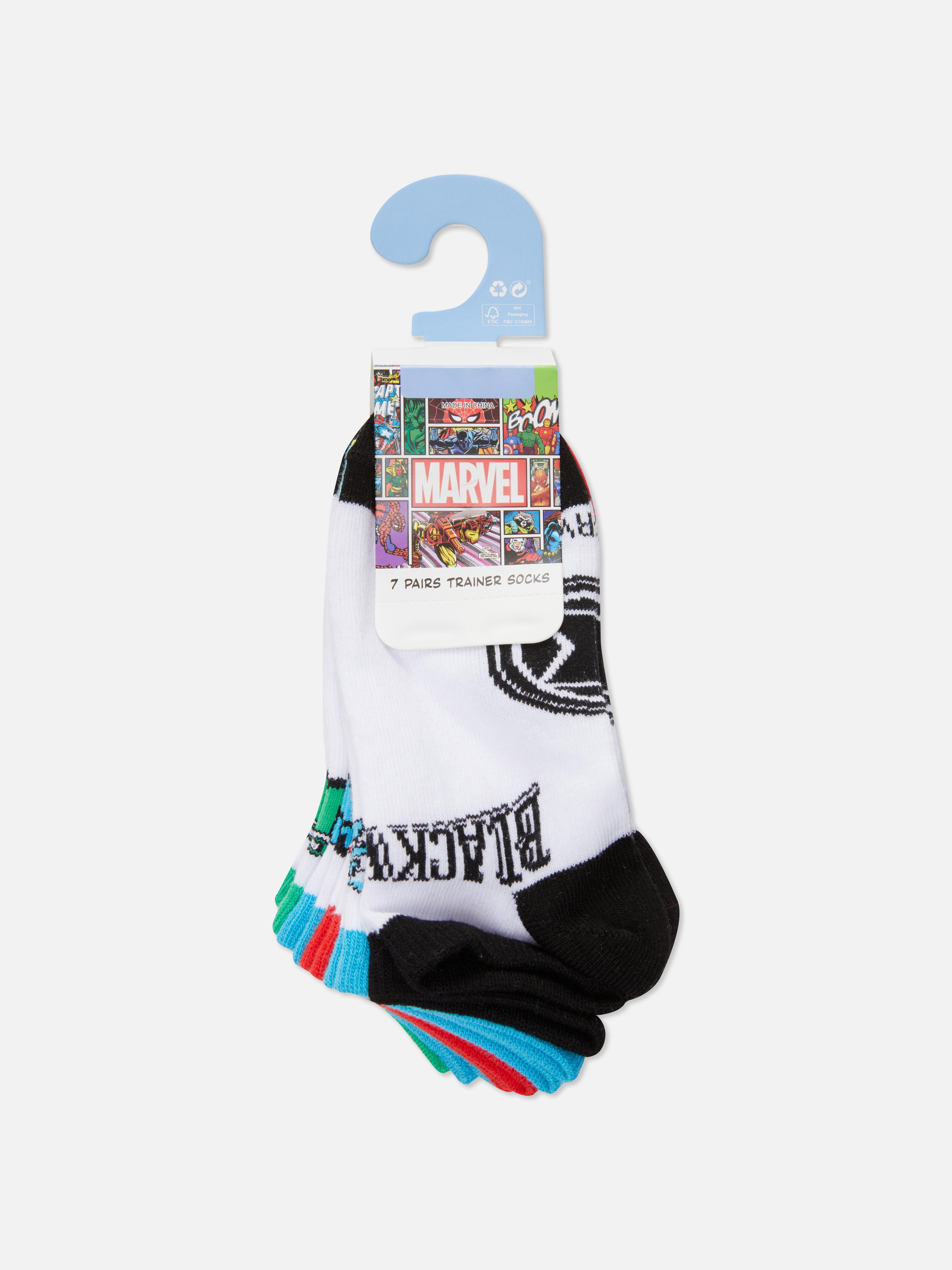 Boys White 7pk Marvel Avengers Trainer Socks Primark