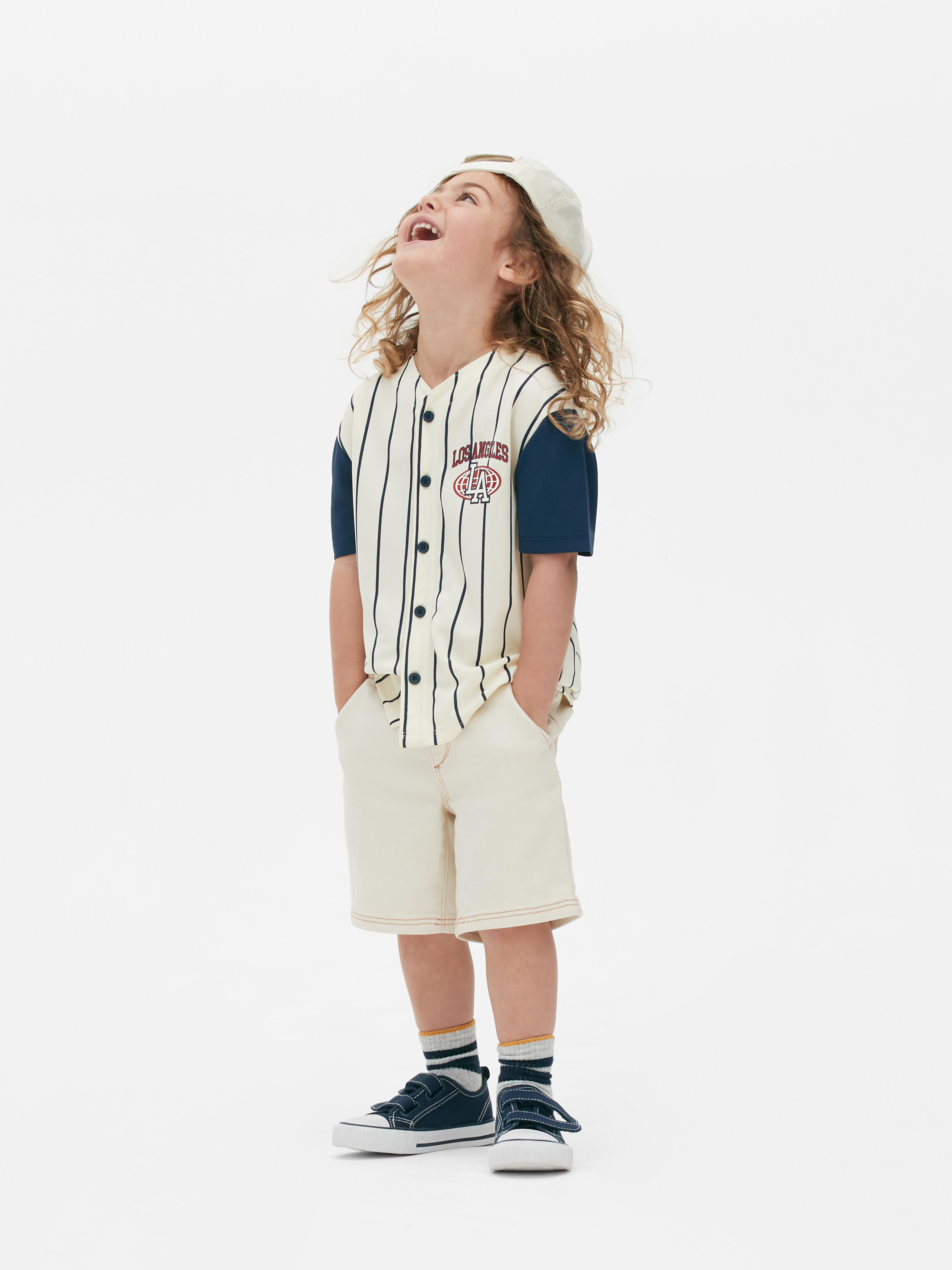Boys Ecru Los Angeles Striped Baseball Shirt Primark