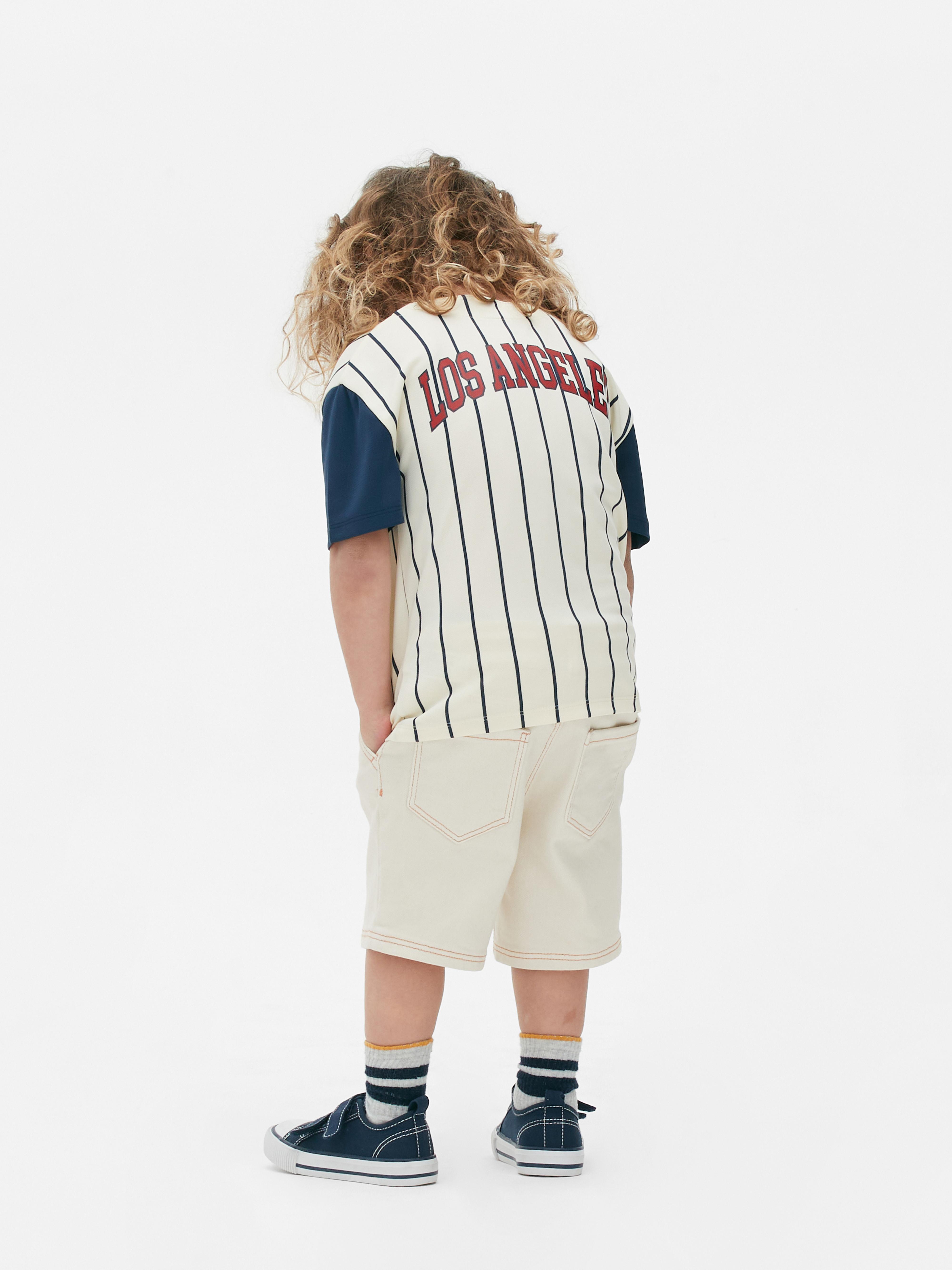 Boys Ecru Los Angeles Striped Baseball Shirt Primark