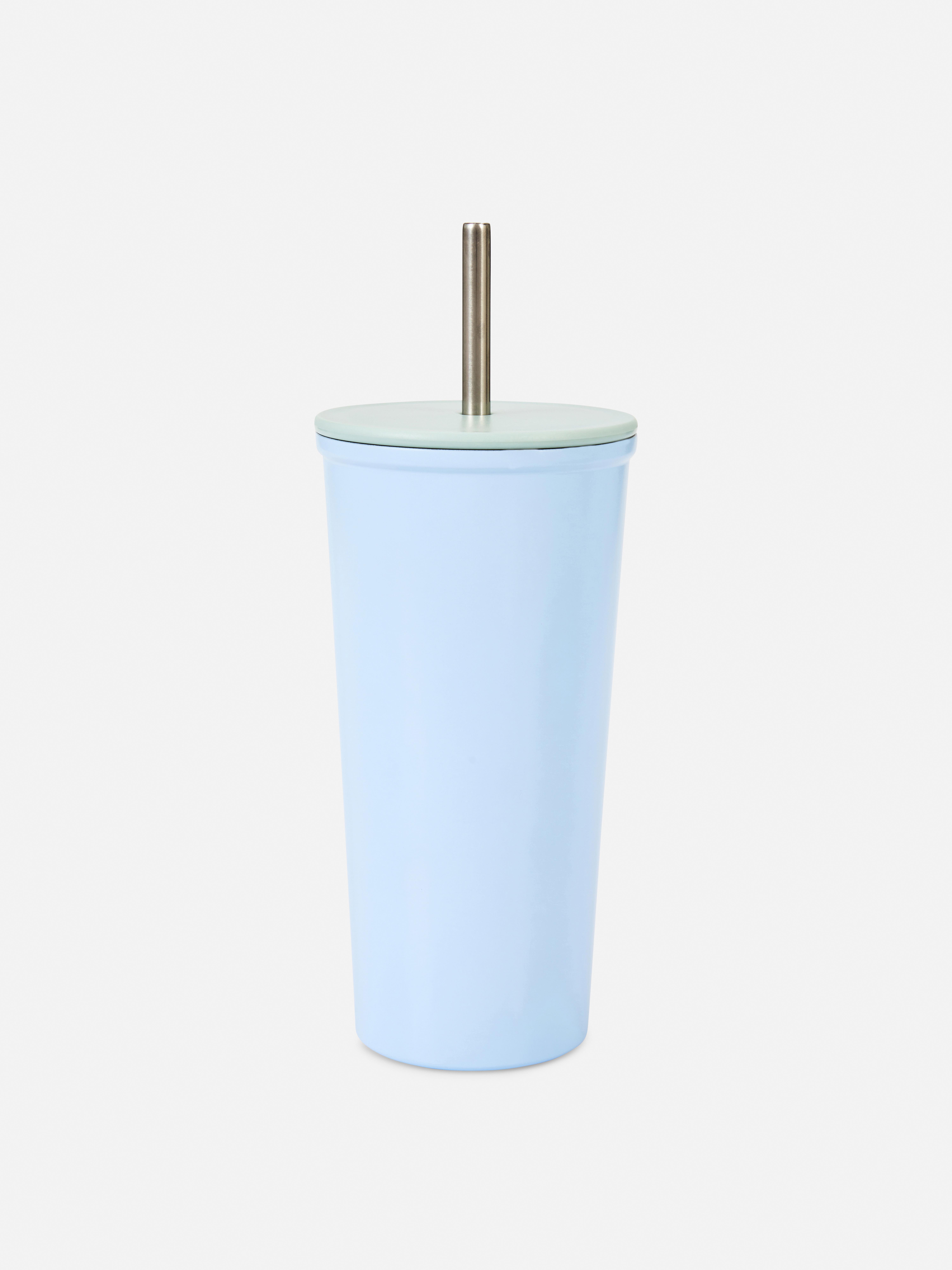 Blue Stainless Steel Cup with Straw Primark