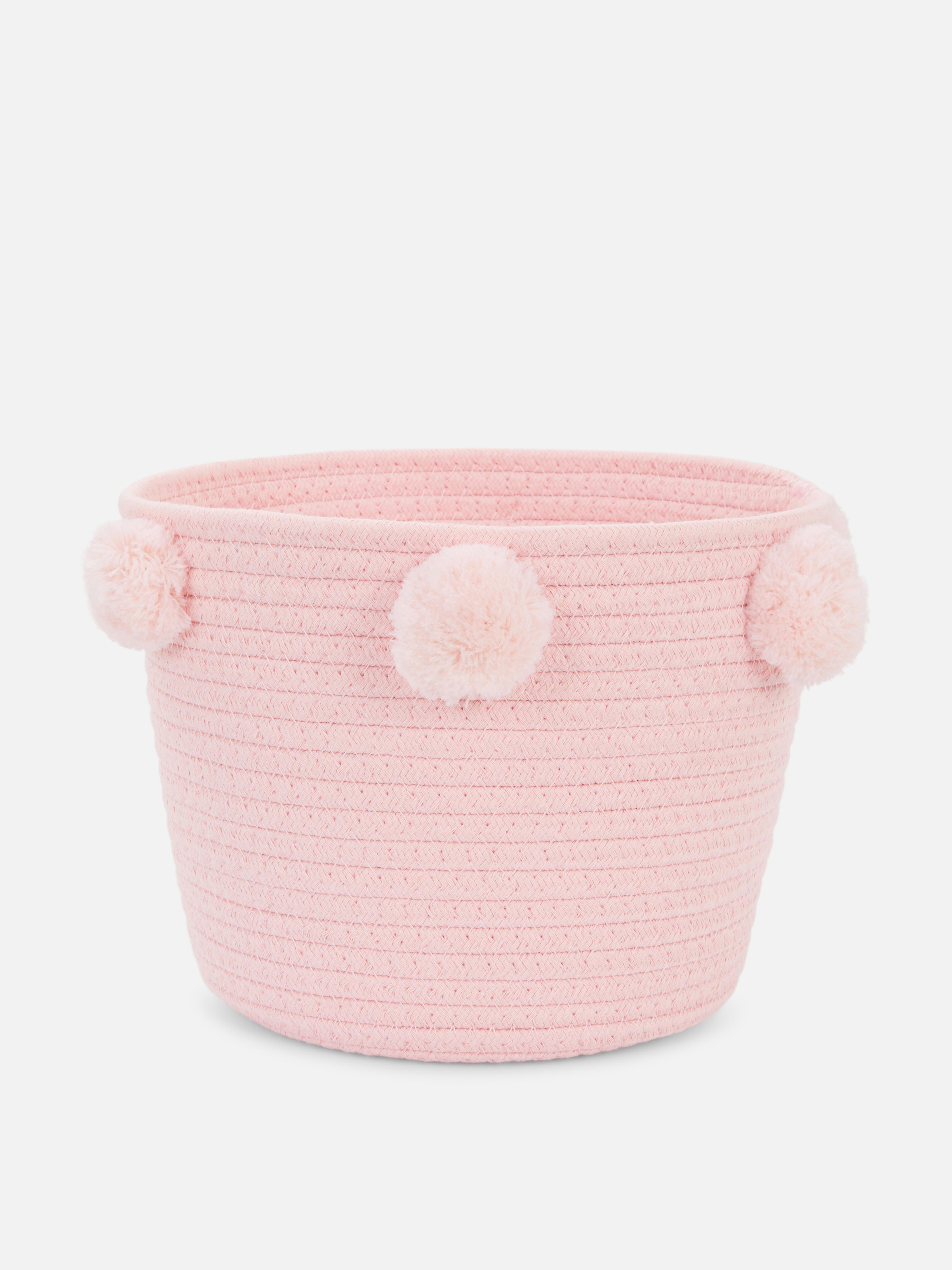 Blush PomPom Detail Woven Basket Primark