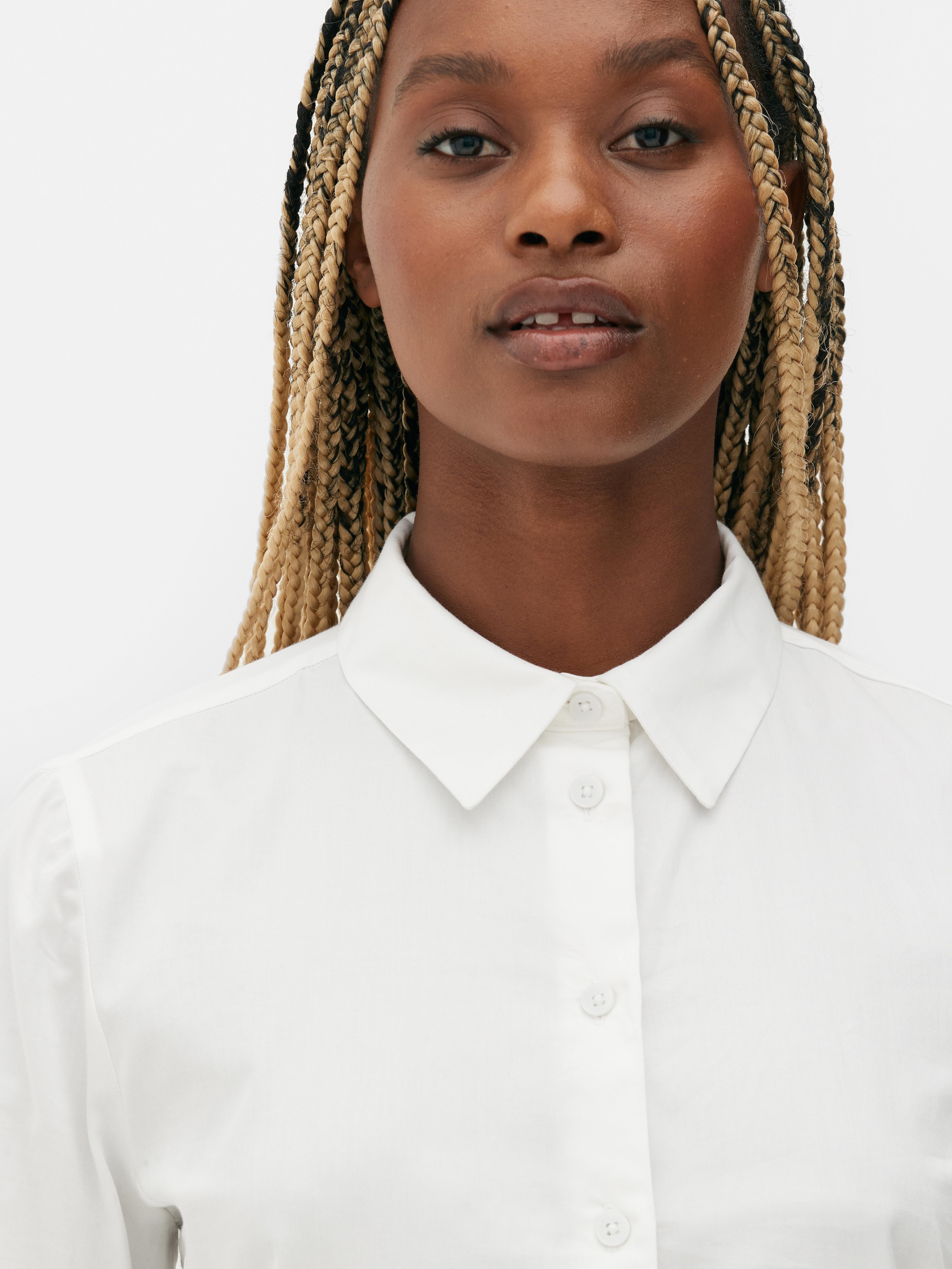 Womens White Slim Fit Cotton Poplin Shirt Primark