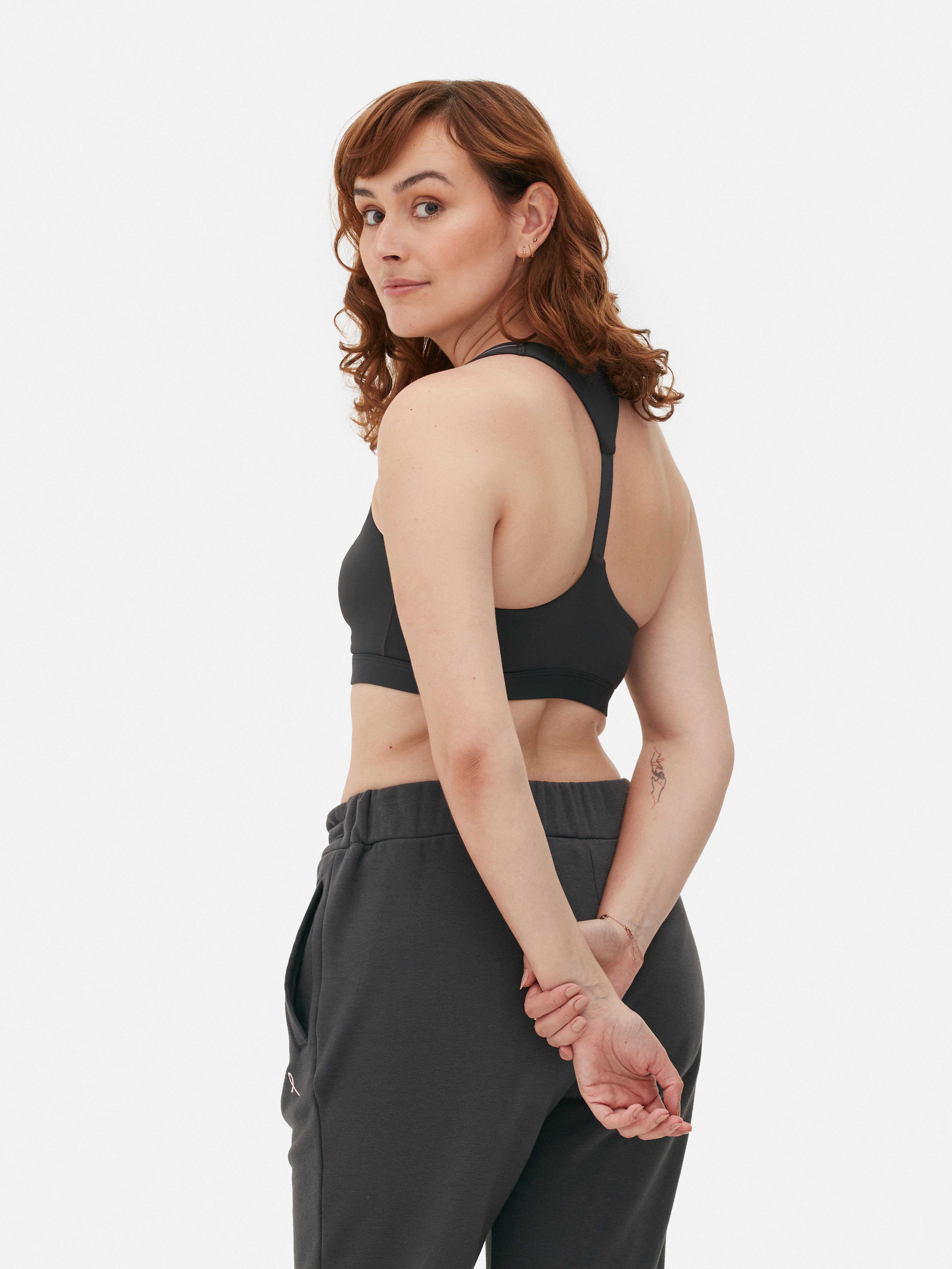 Womens Charcoal PostSurgery Zip Front Sports Bra Primark