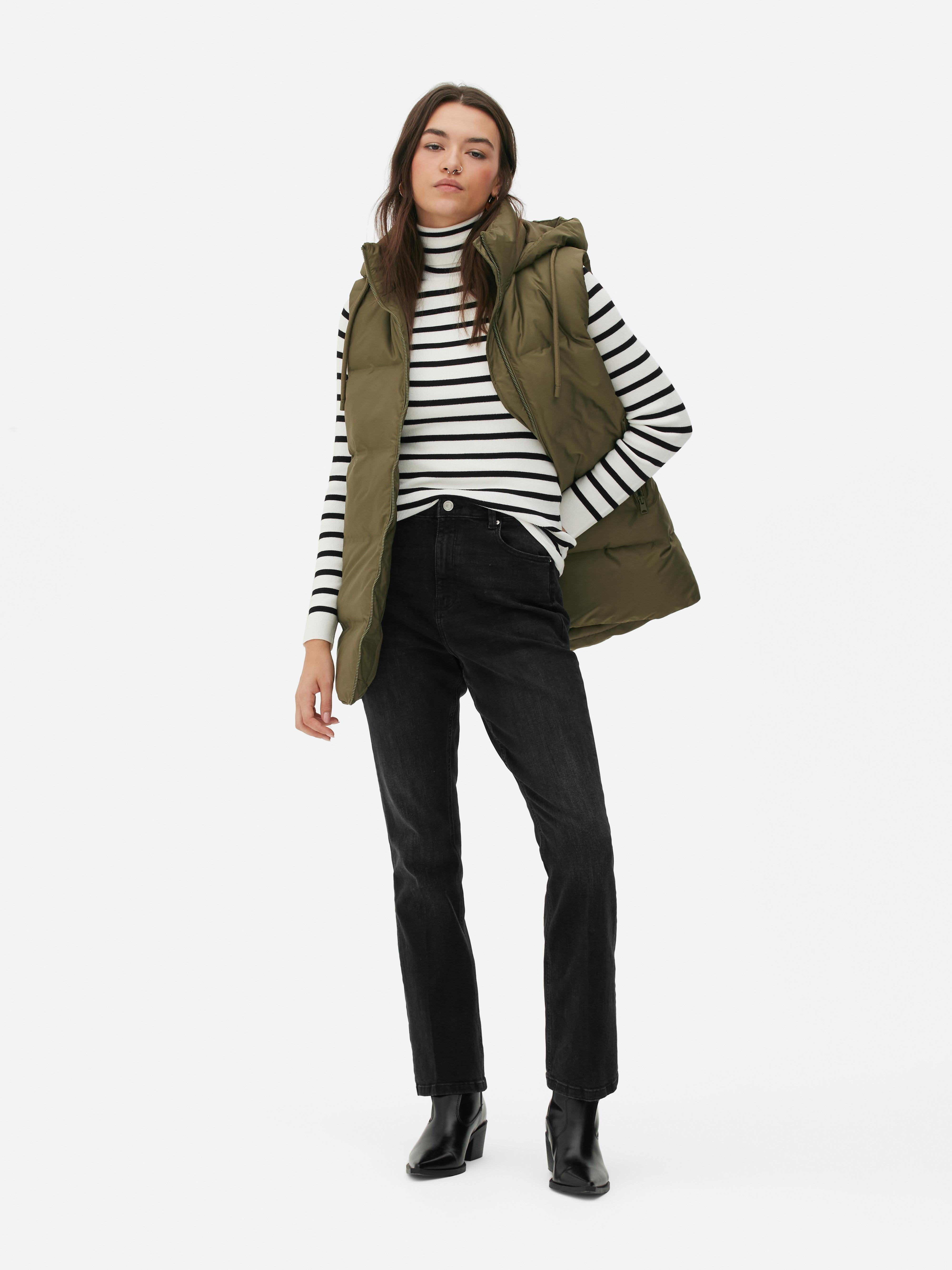 Womens Khaki Quilted Hooded Gilet Primark