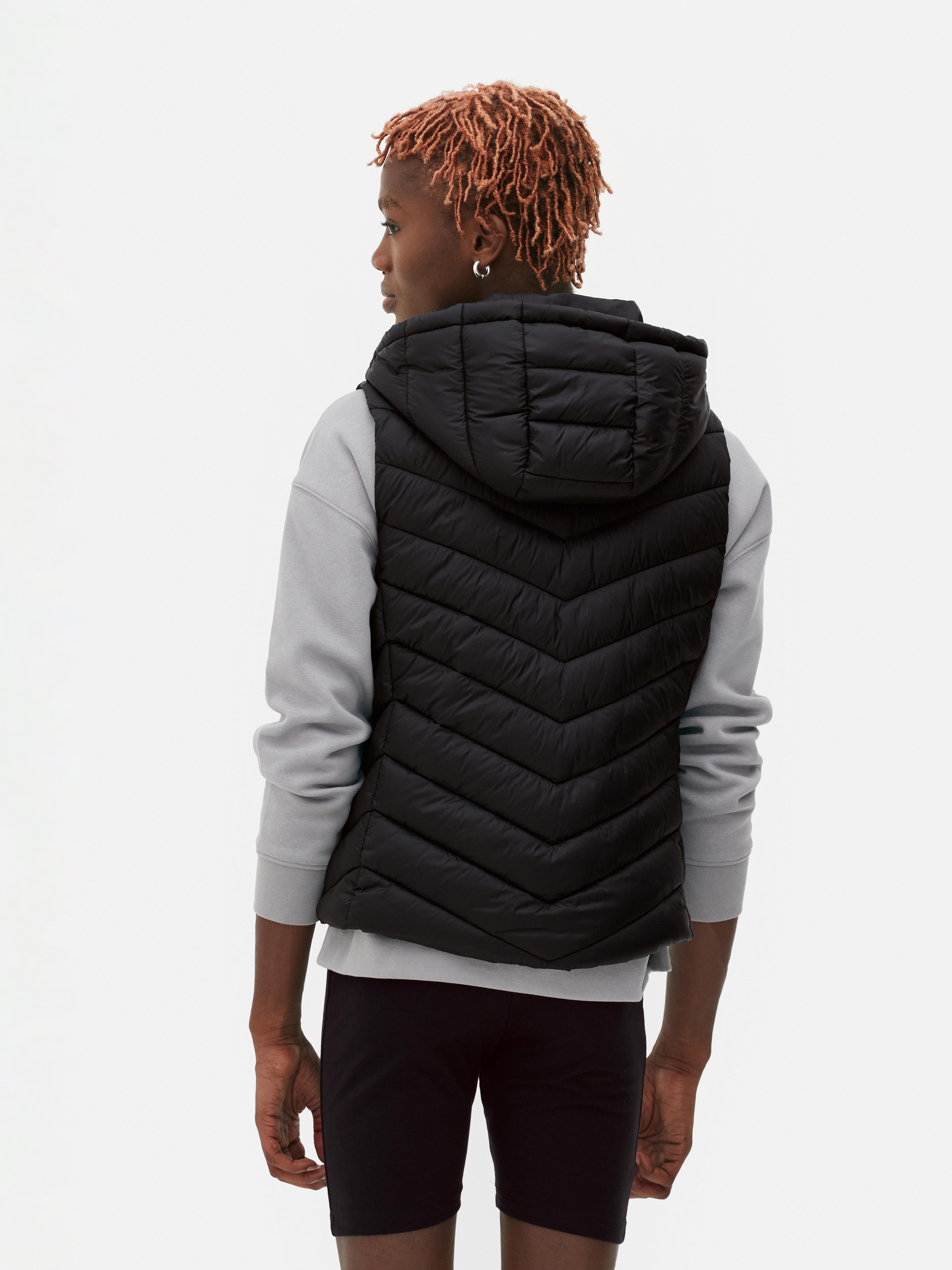 Womens Black Hooded Gilet Primark