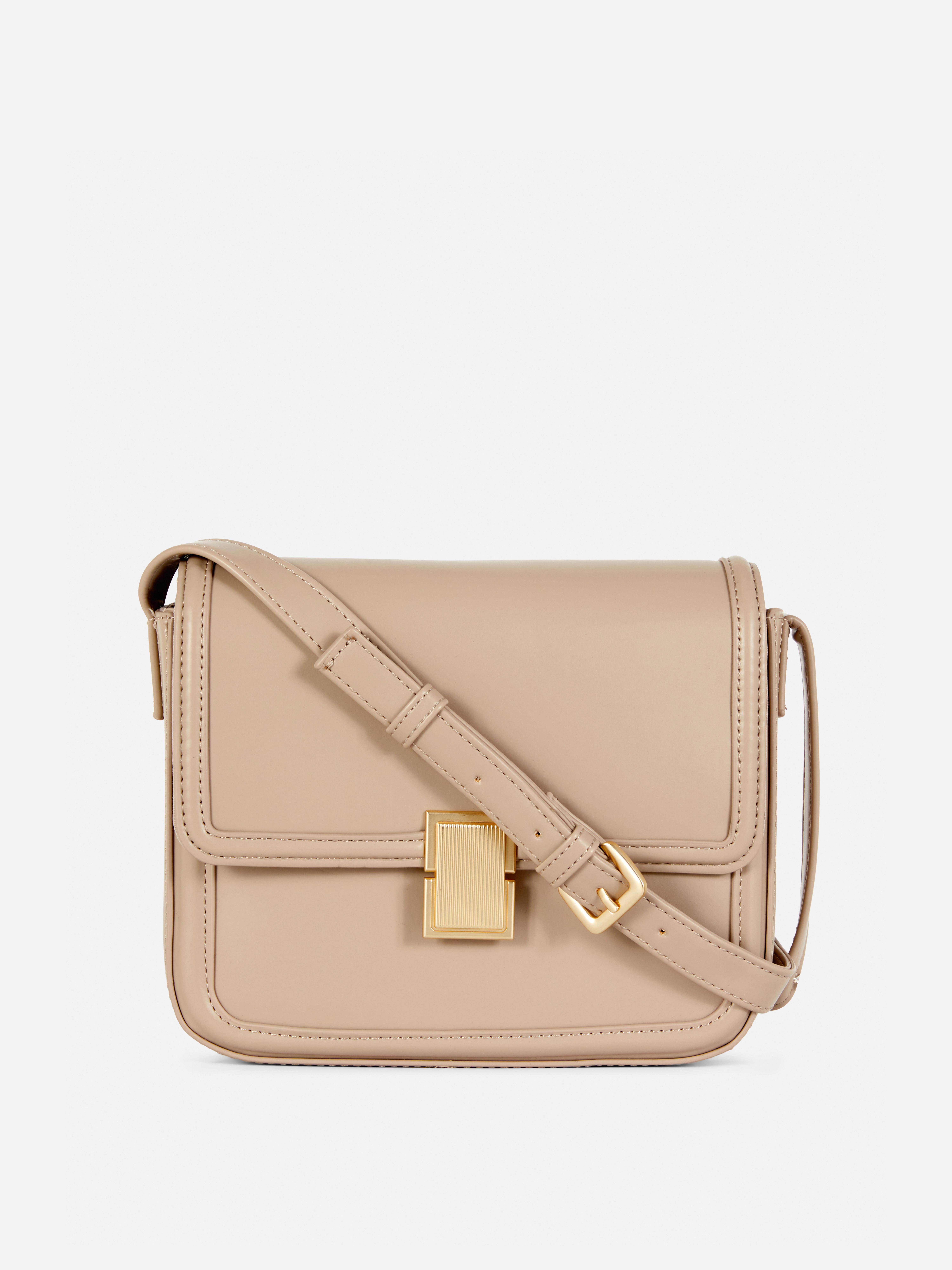 Womens Taupe Minimal Faux Leather Crossbody Bag Primark