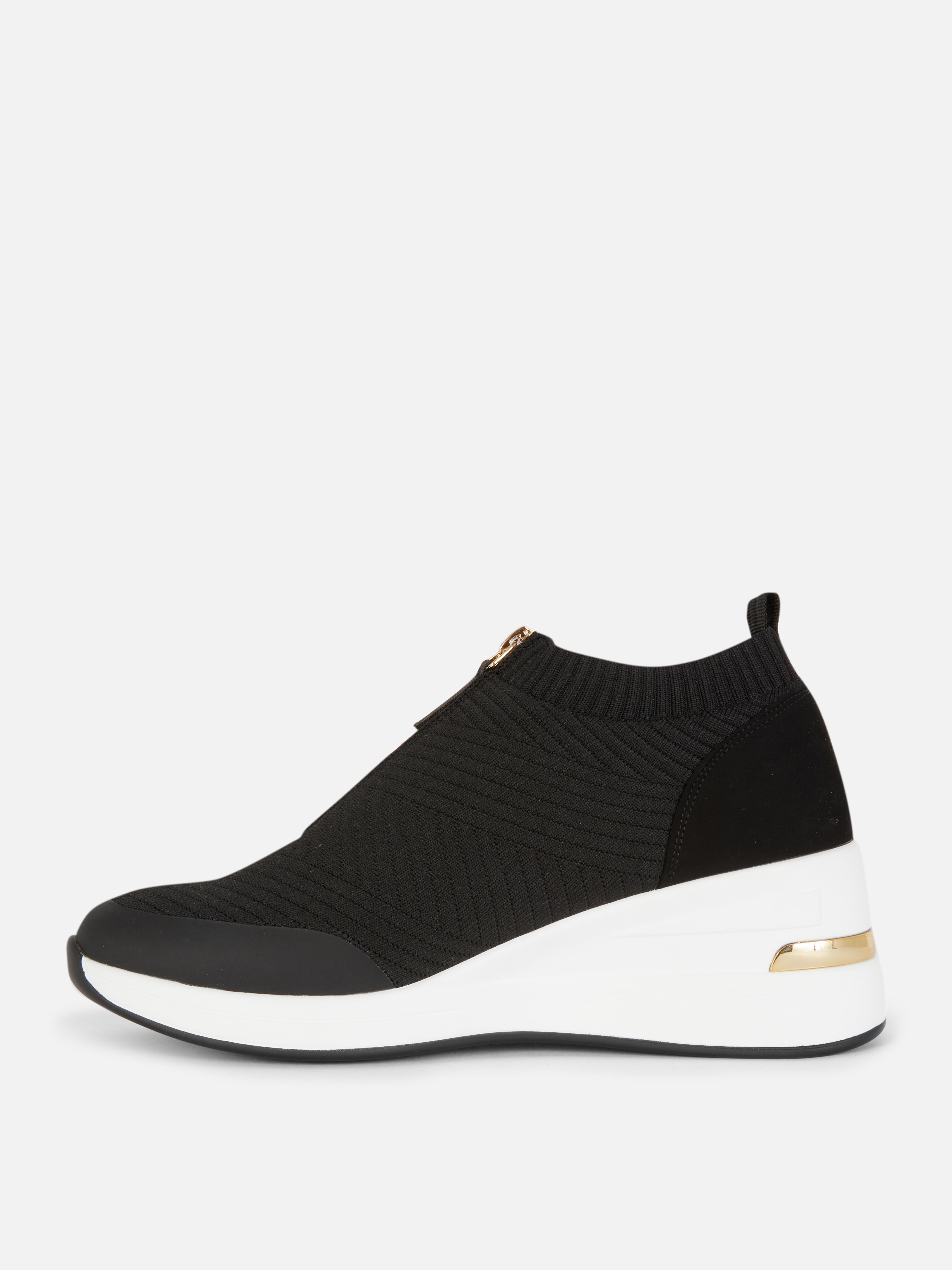 Women's Black Wedge Sole Sneakers Primark