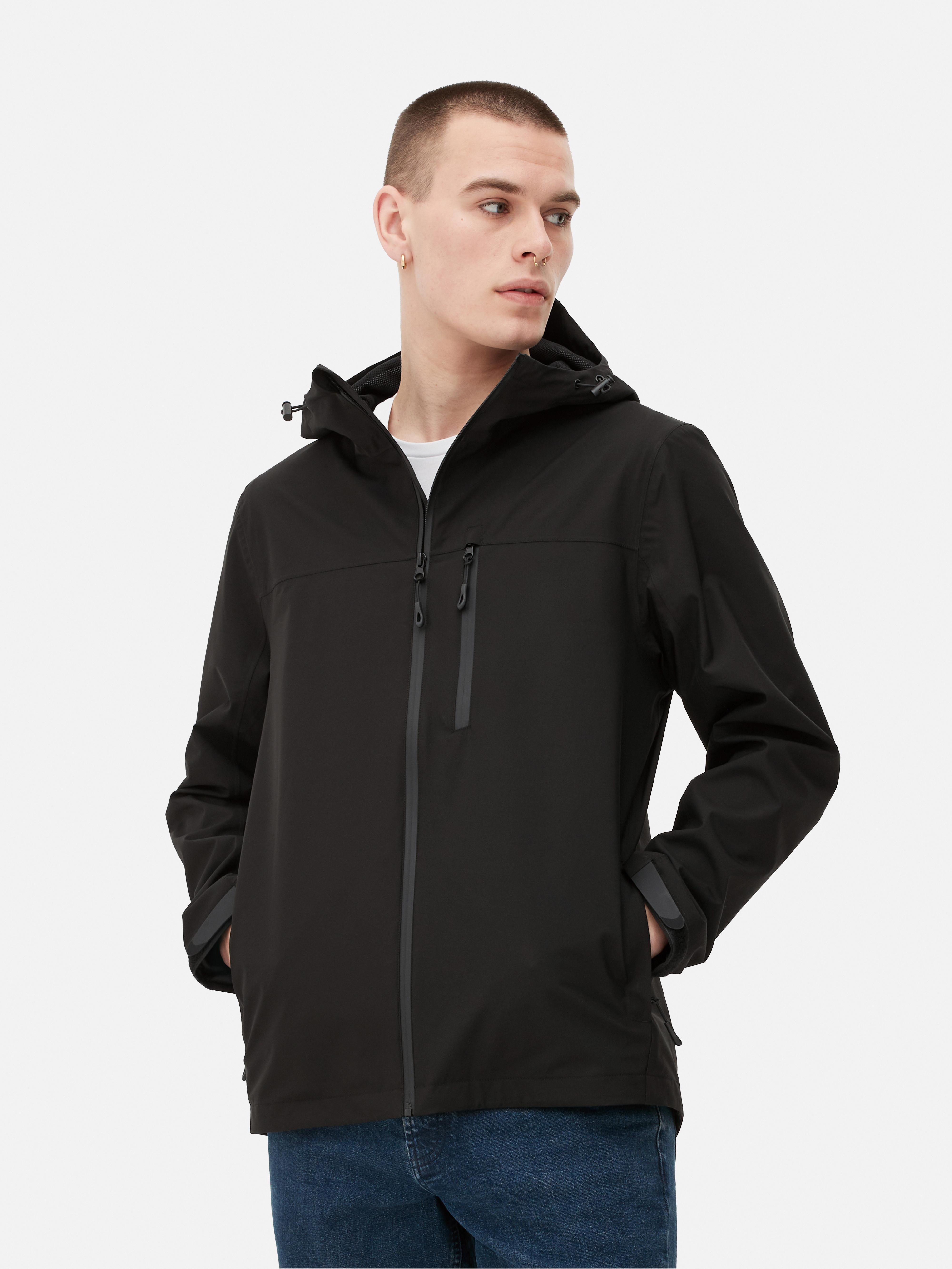 Men's Black Essential Hooded Rain Jacket Primark