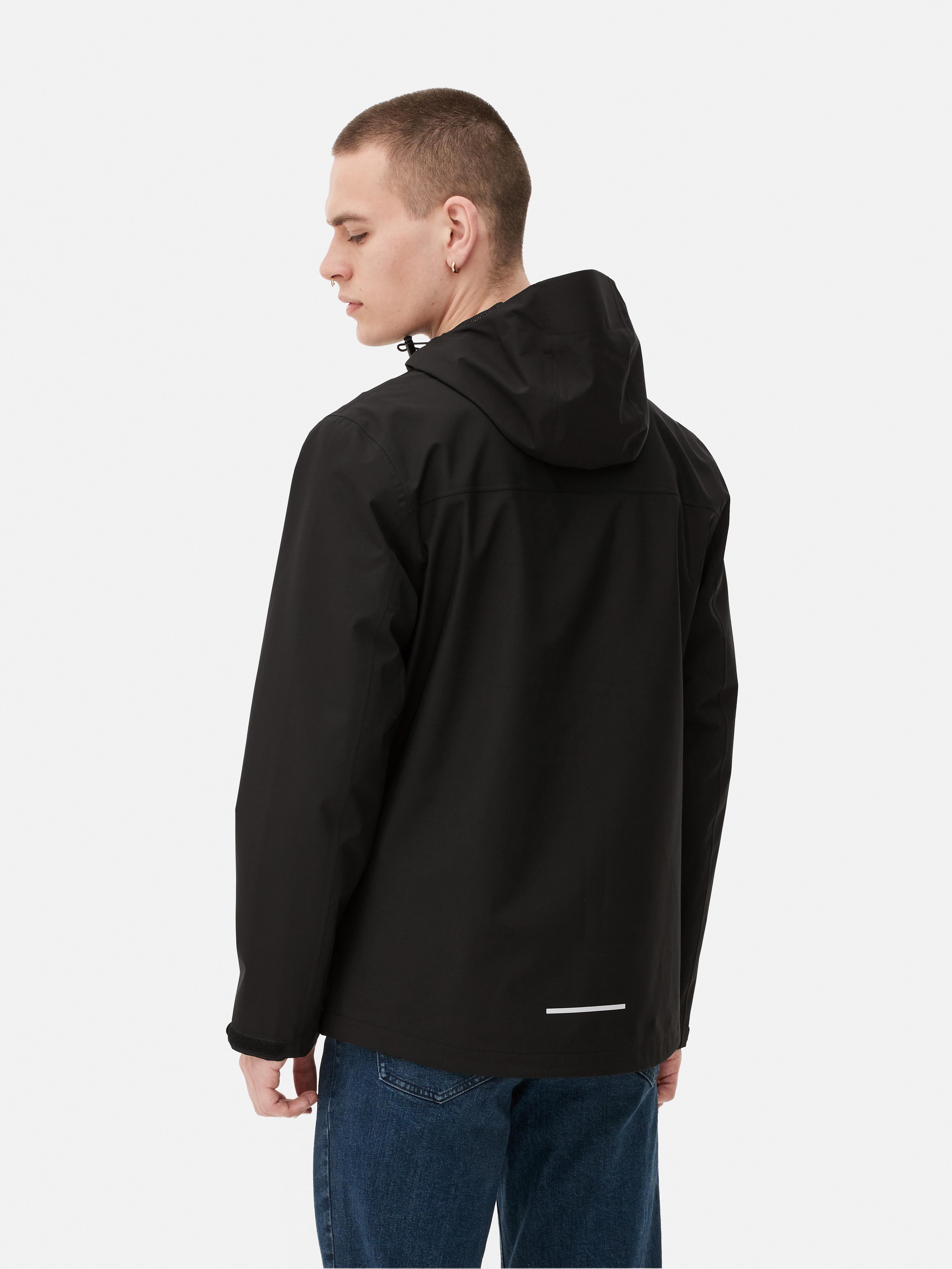 Men's Black Essential Hooded Rain Jacket Primark