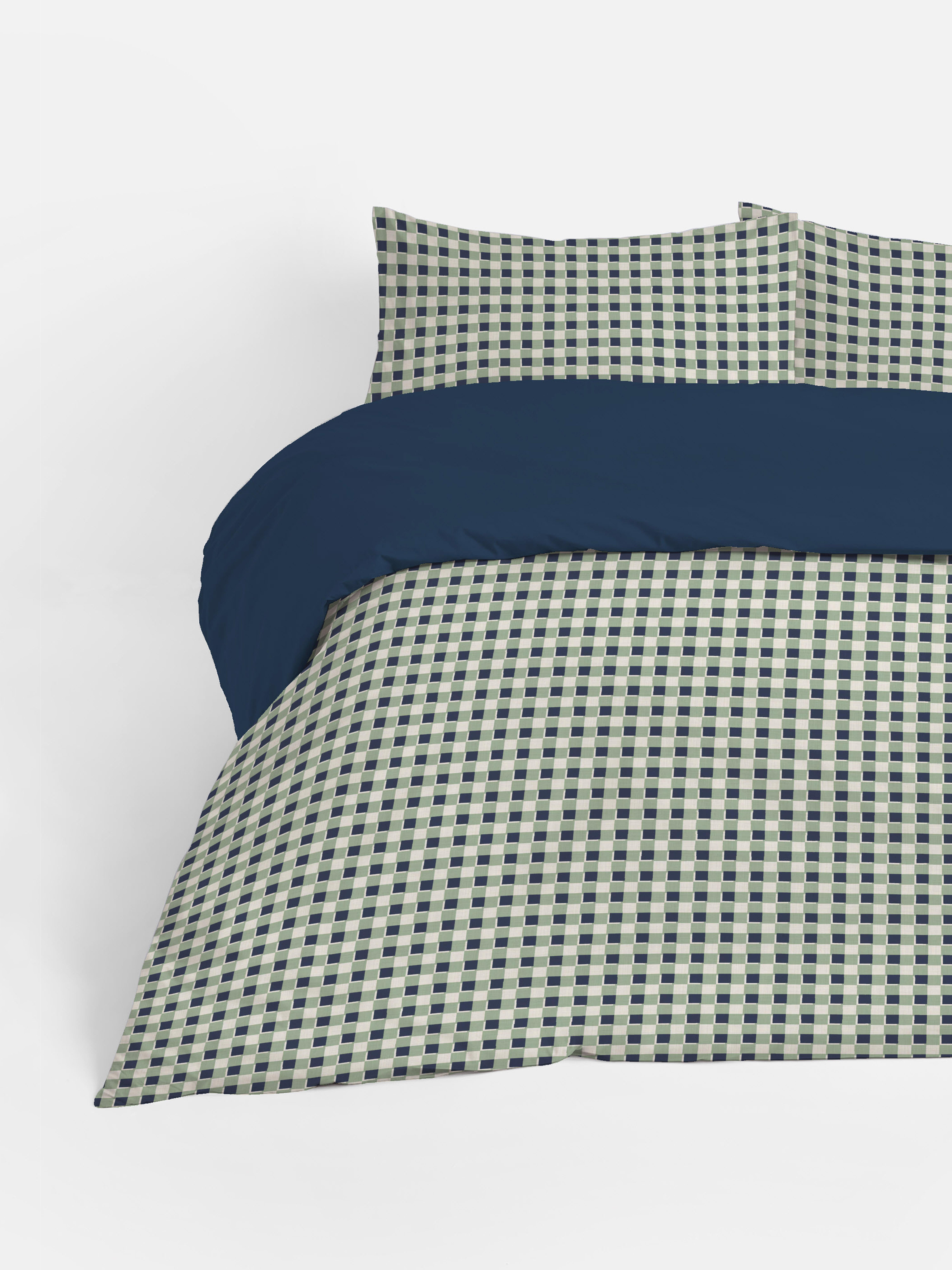 Navy Reversible Checkerboard Double Duvet Cover Set Penneys