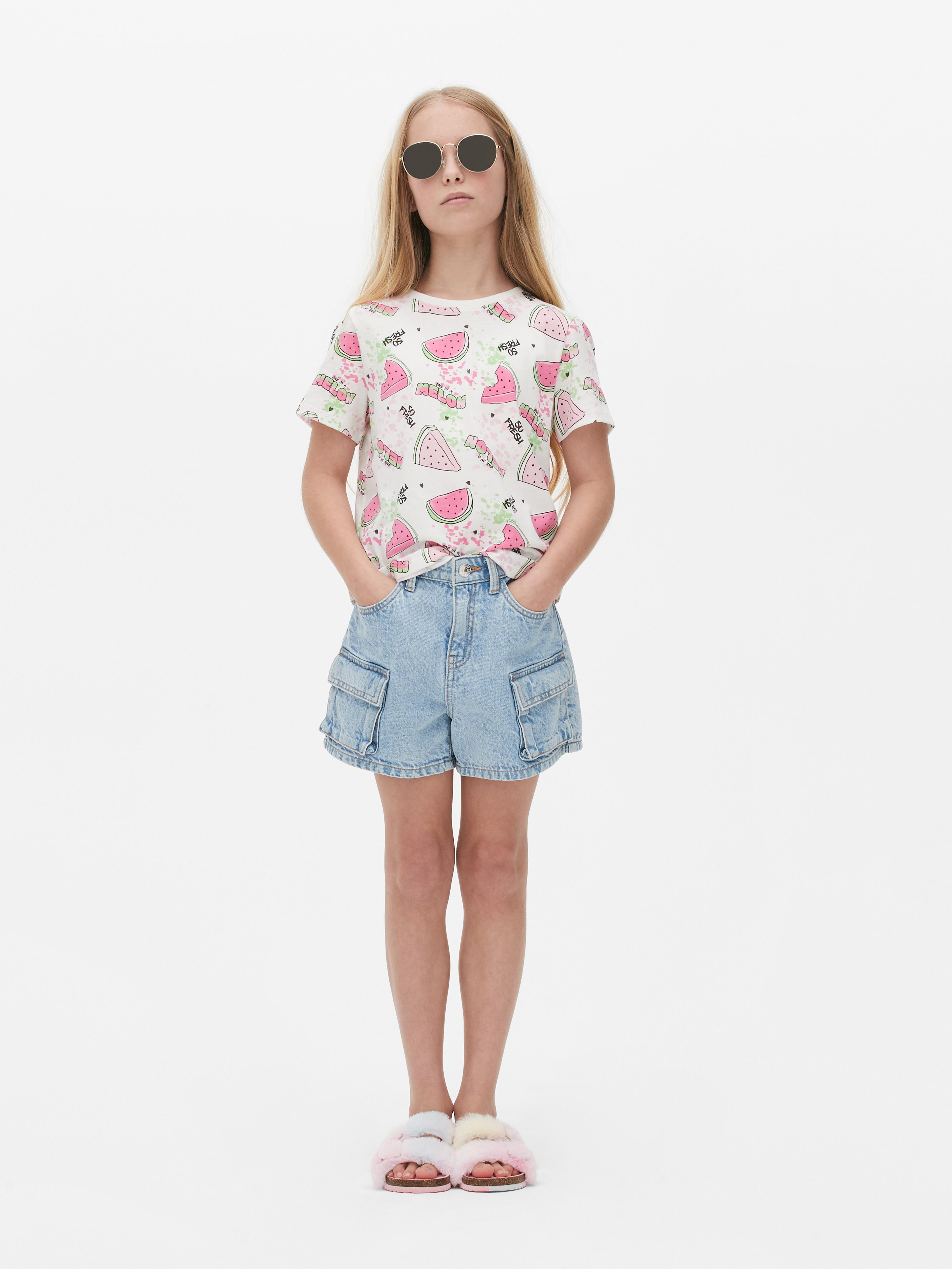 Girls Multi AllOver Print Short Sleeve TShirt Primark