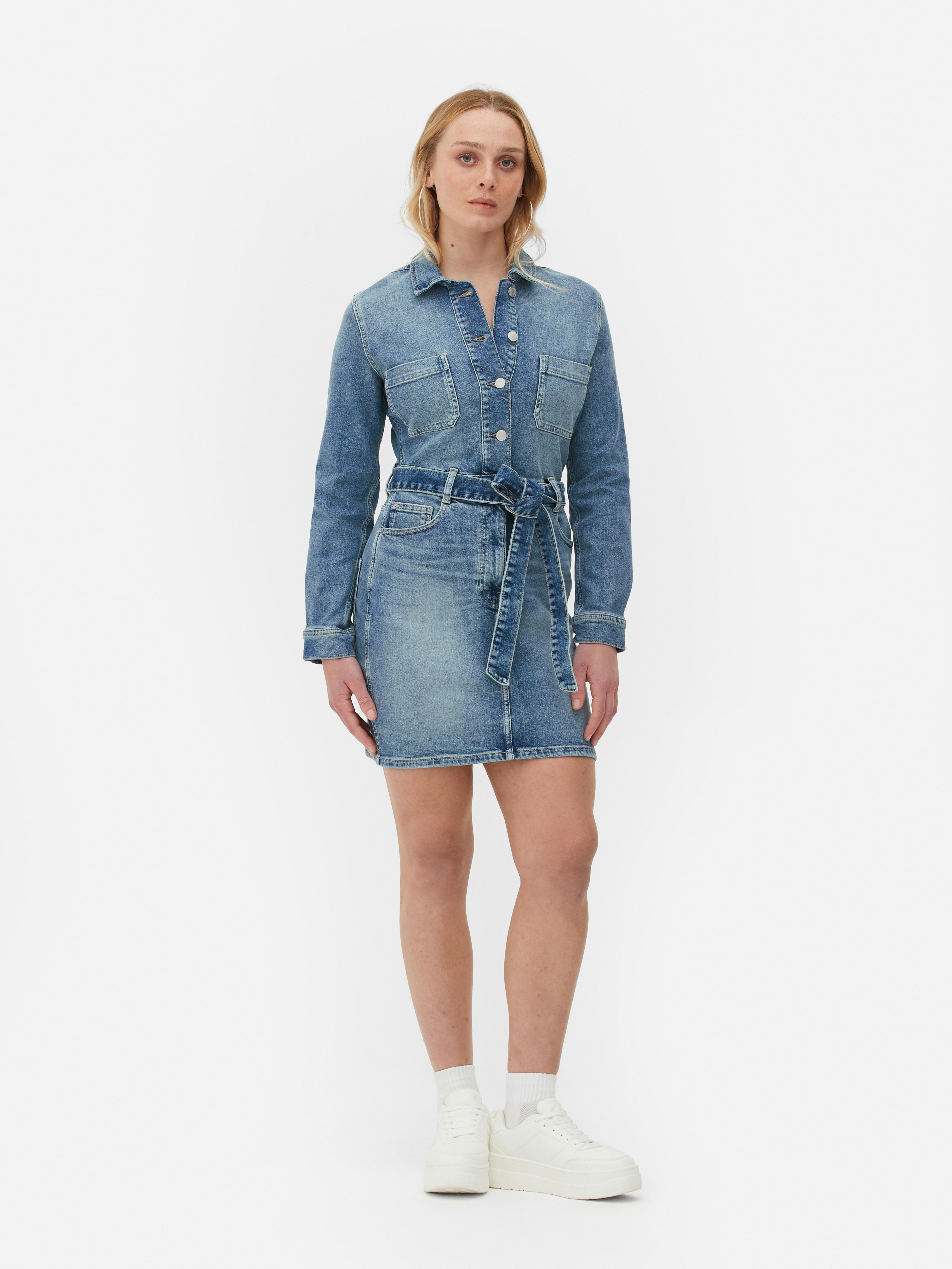 Womens Mid Blue Denim Mini Dress Primark