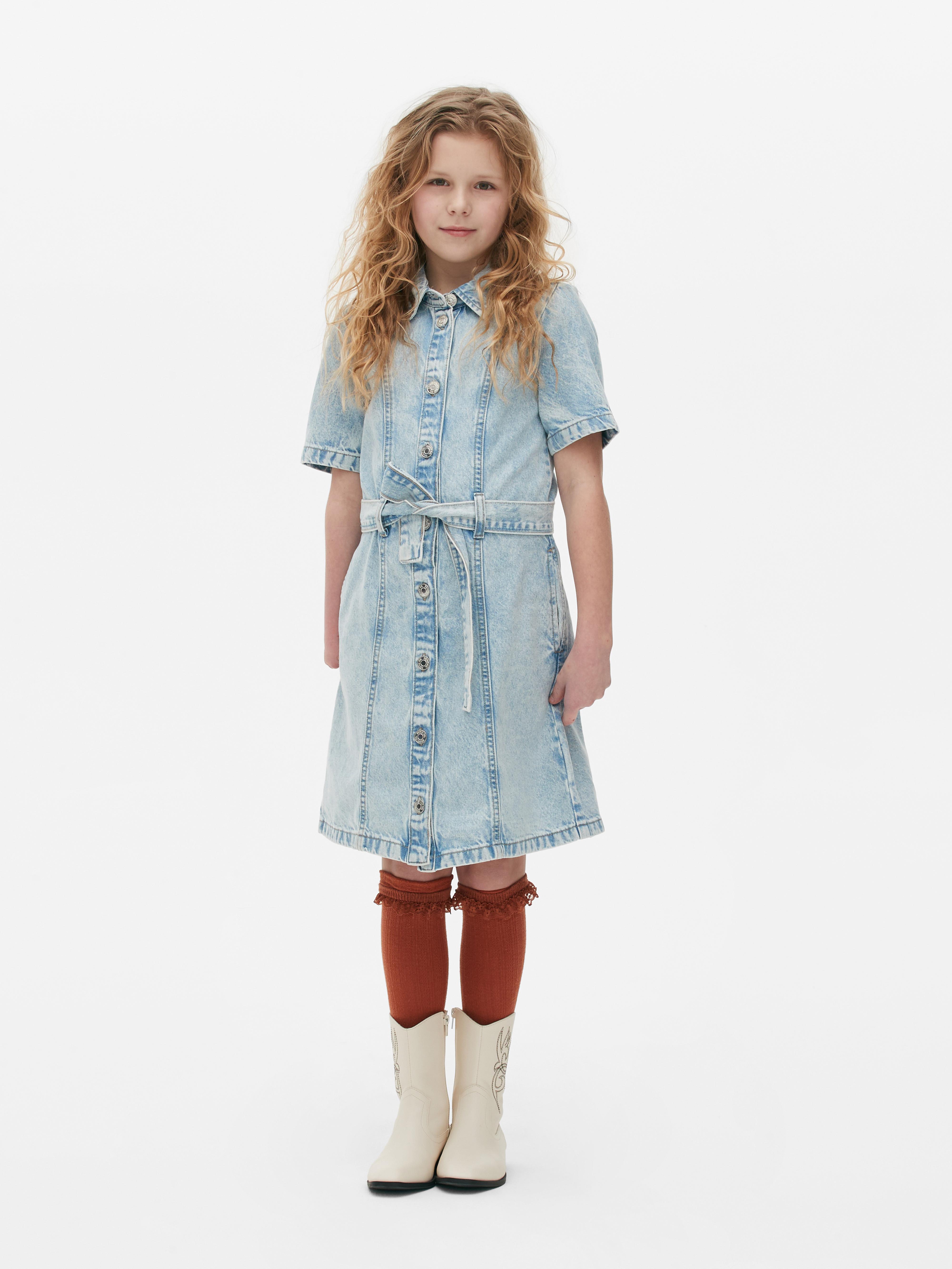 Girls Blue Collared Denim Dress Primark