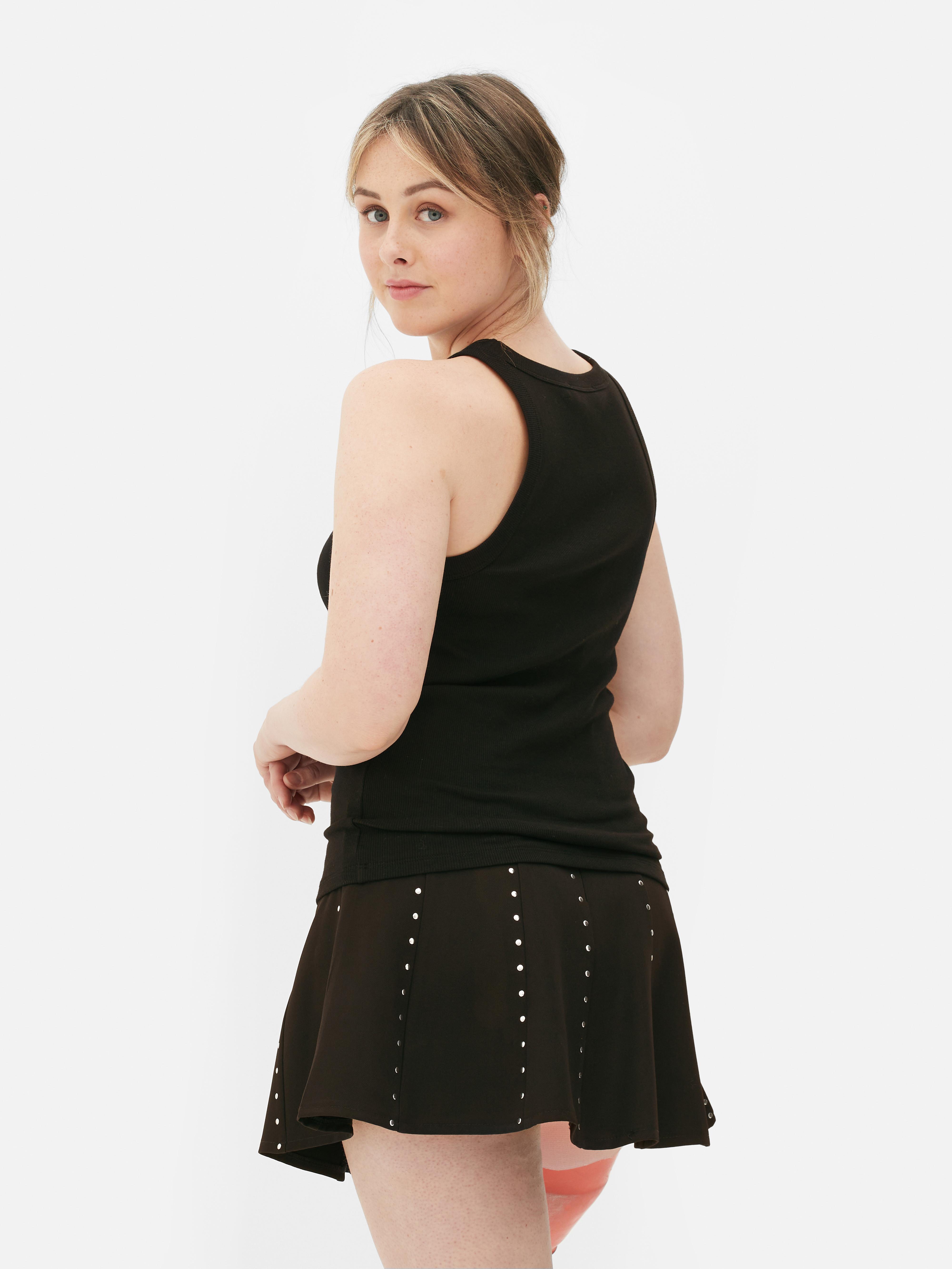 Womens Black Ribbed Racerback Vest Top Primark