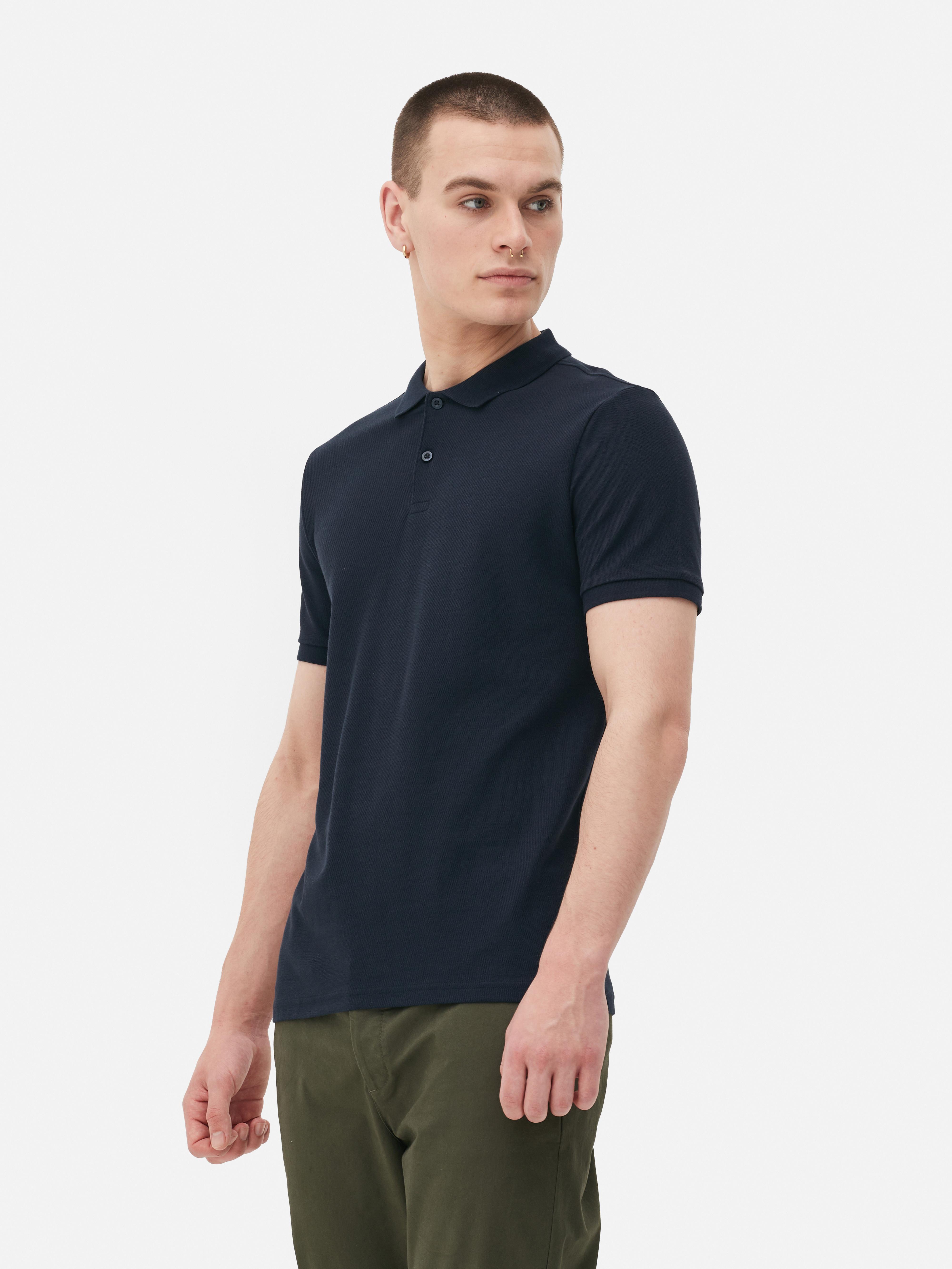 Mens Navy Pique Polo Shirt Primark