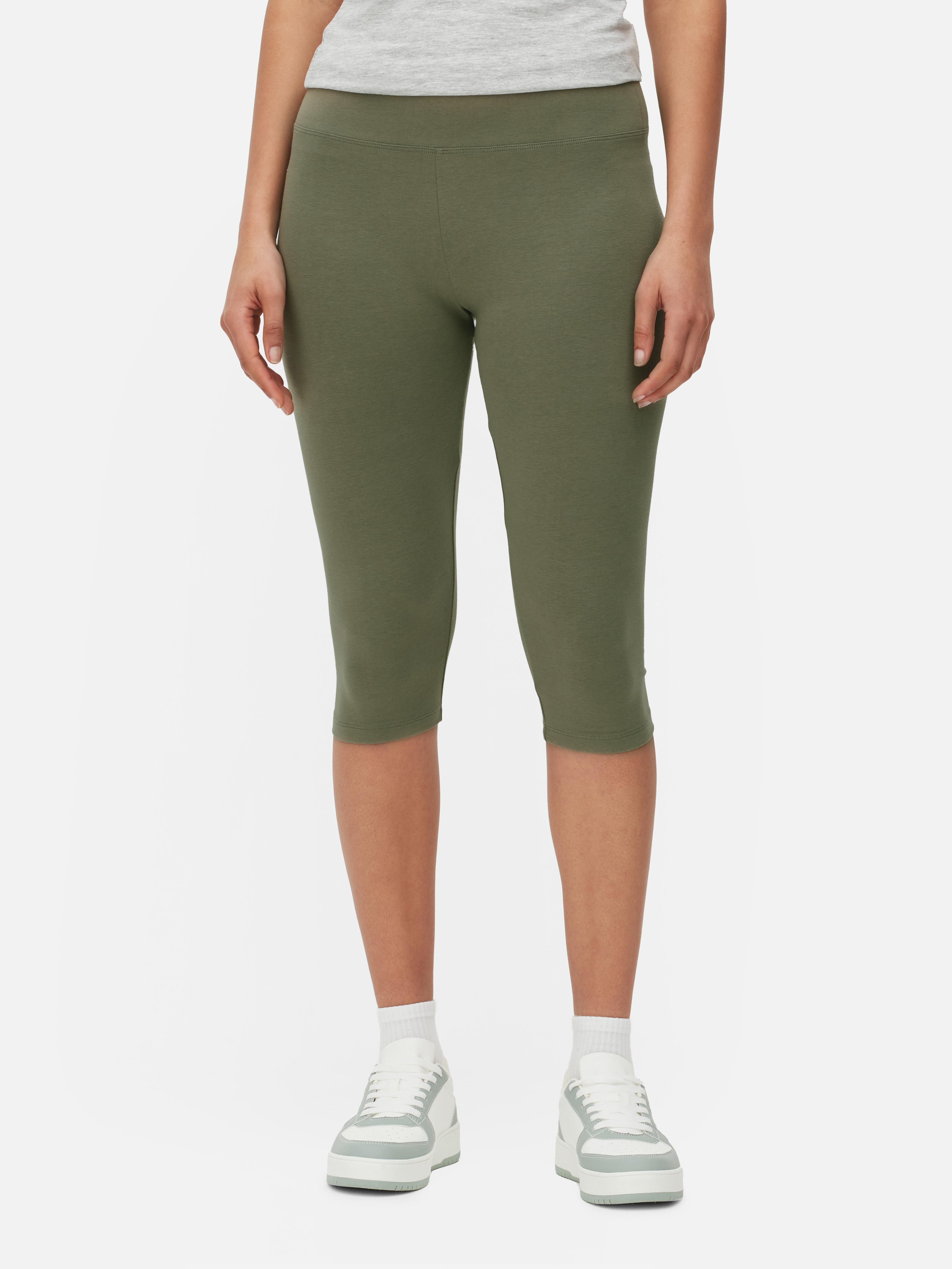 Womens Khaki HighWaisted Capri Cropped Leggings Primark