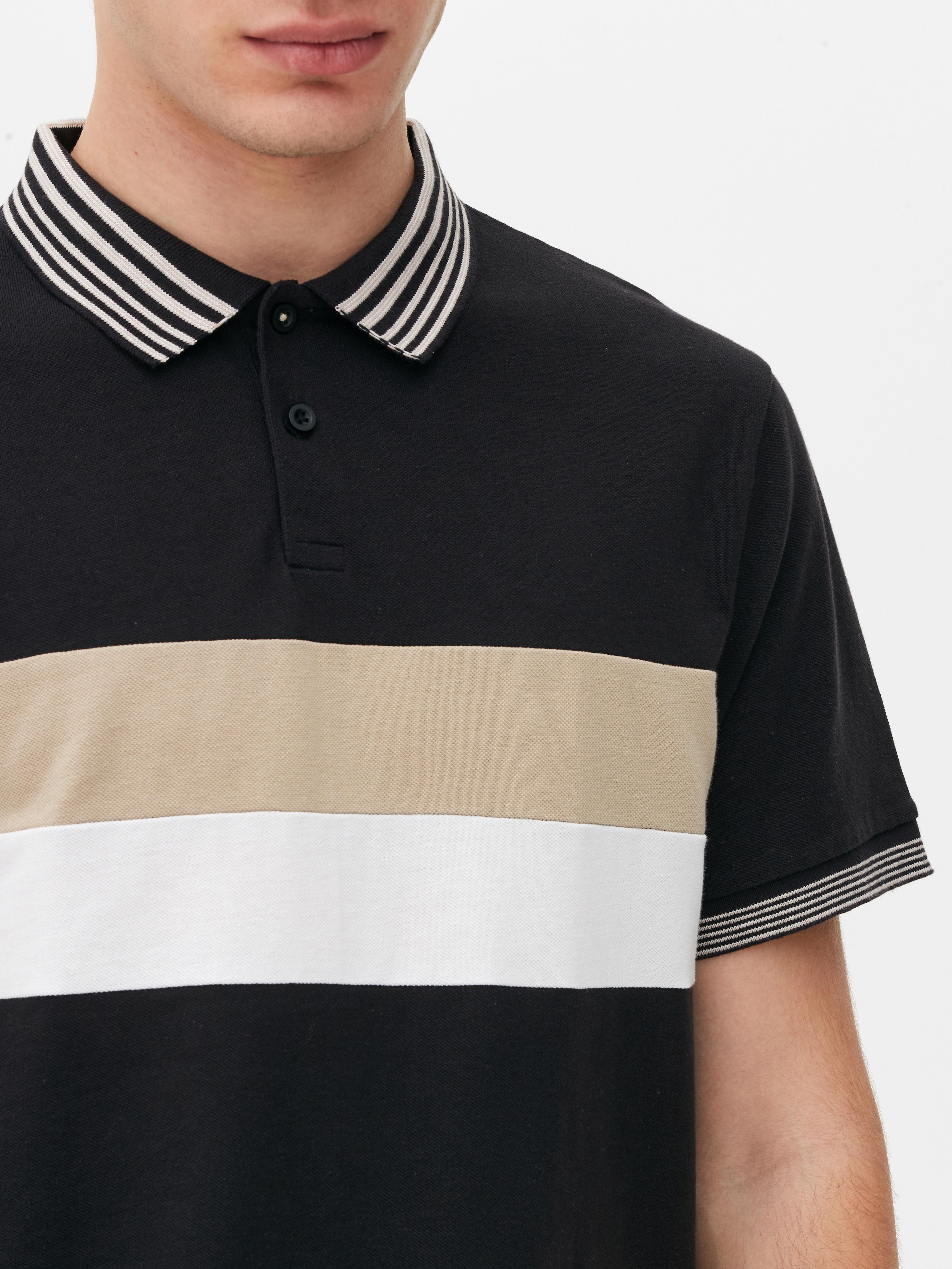 Men's Black Striped Polo Shirt Primark