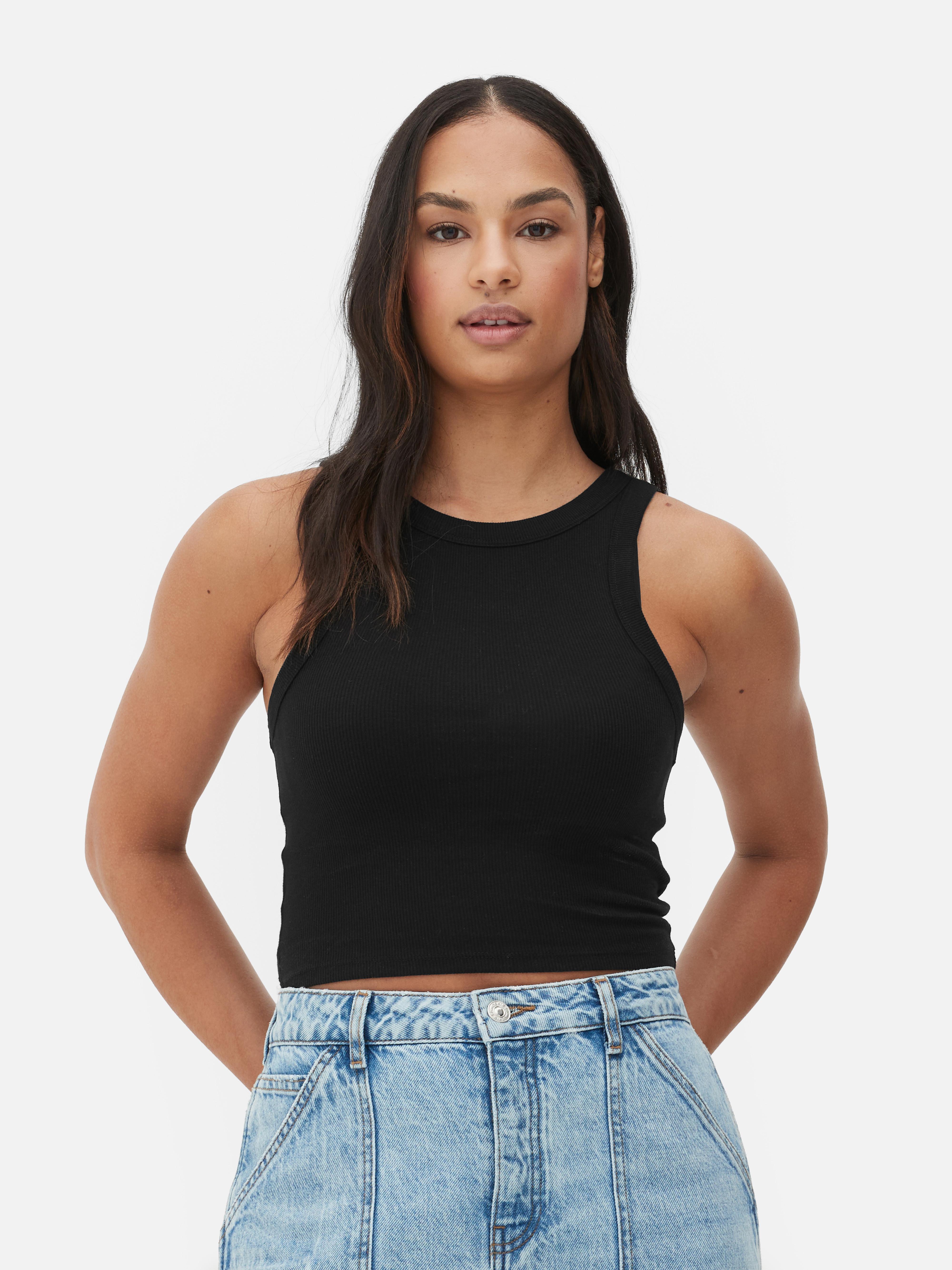 Women's Black Ribbed Racerback Tank Primark