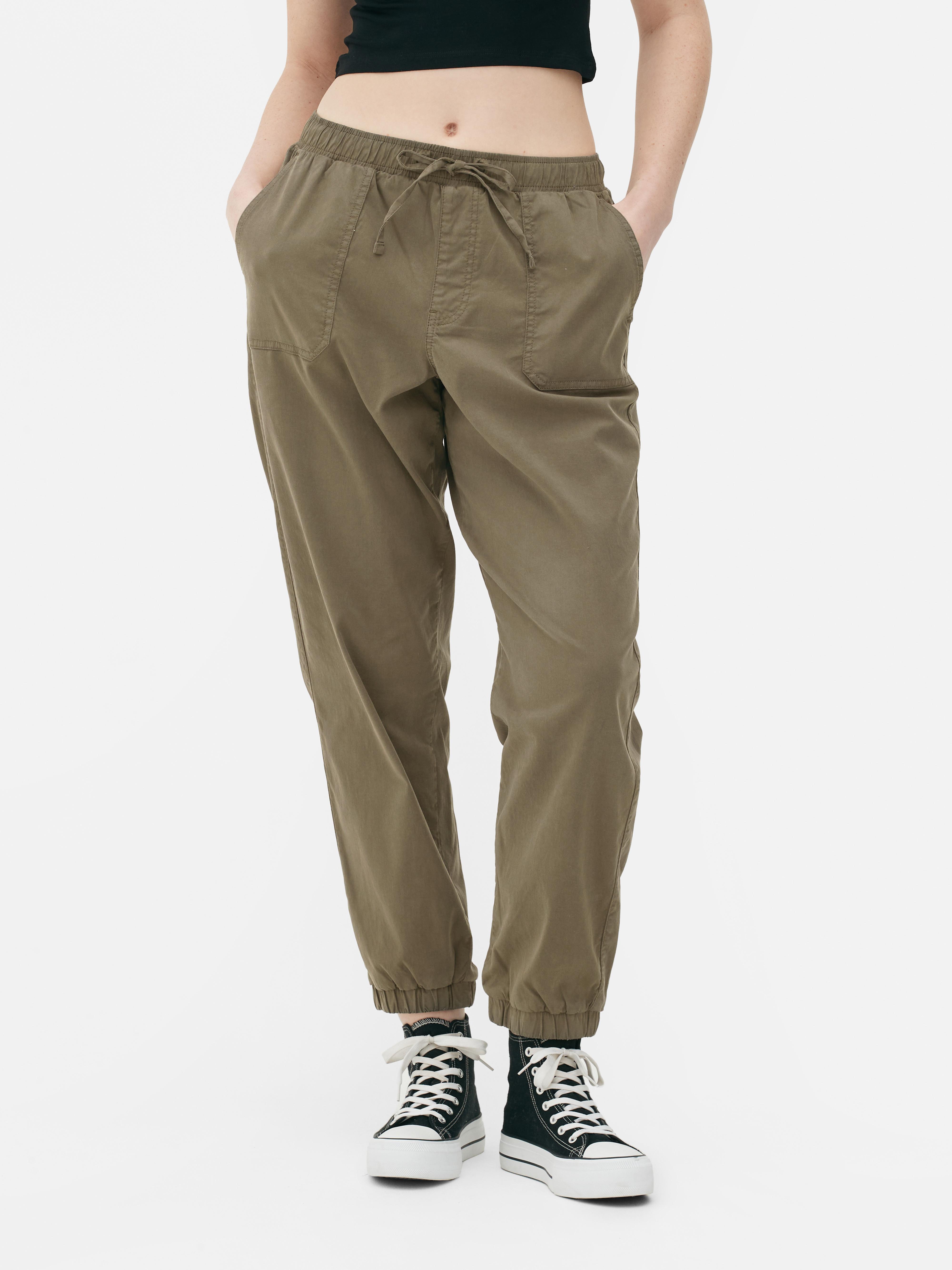 Women's Olive Drawstring Cuffed Joggers Primark