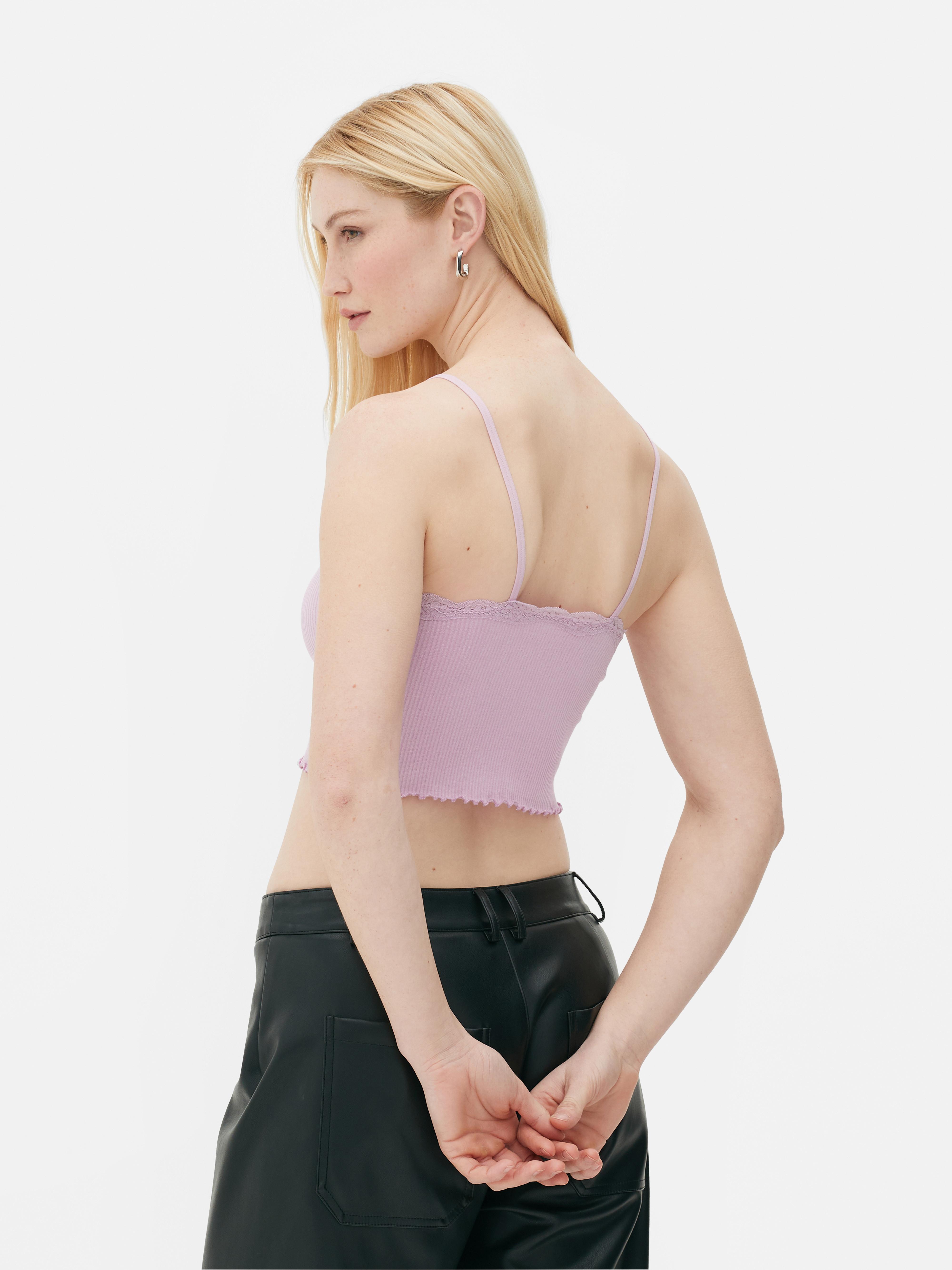 Womens Blush Seamless Lace Trim Cropped Cami Primark