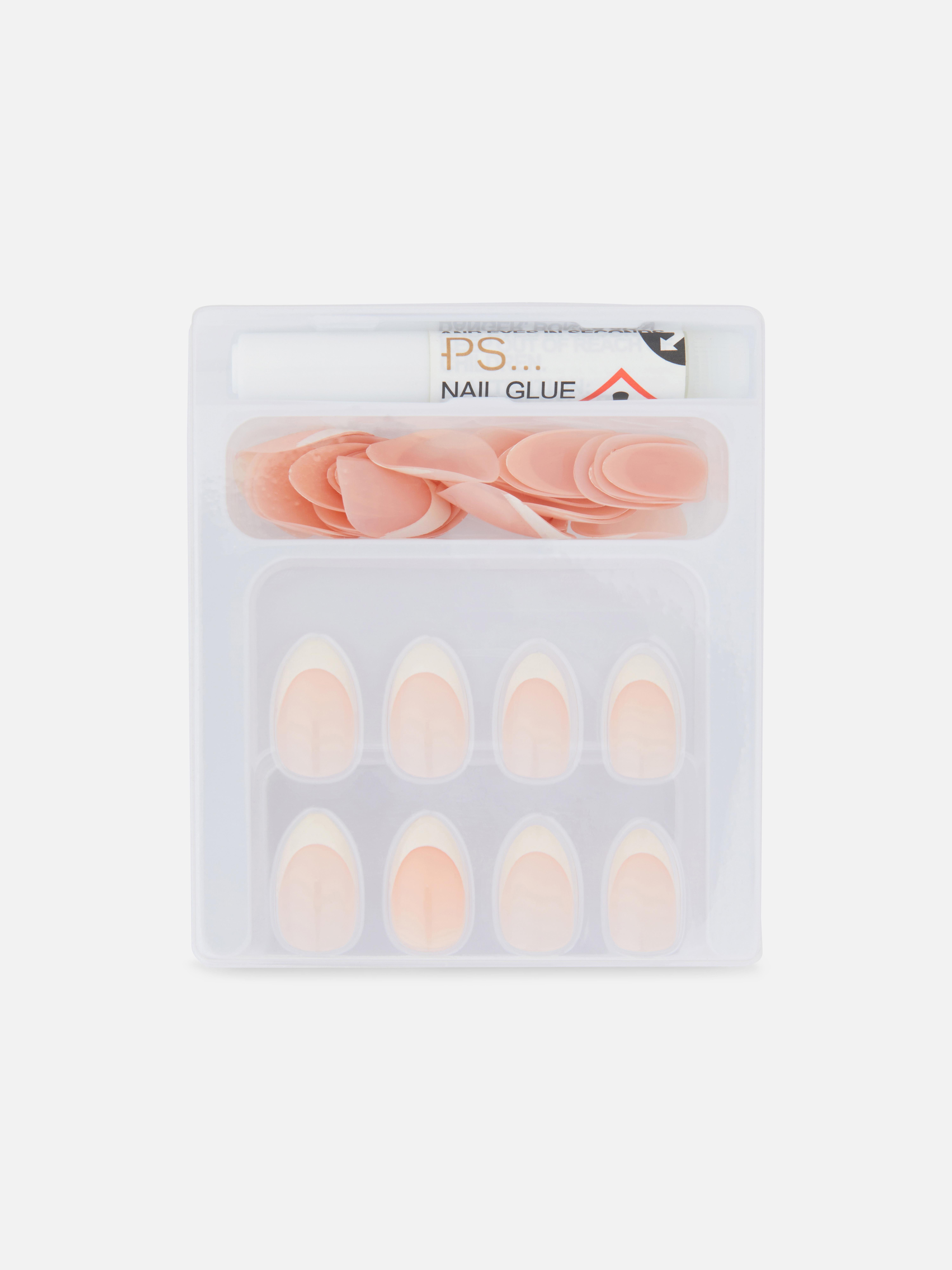 Nude 36pk PS... Almond Gloss French False Nails Primark