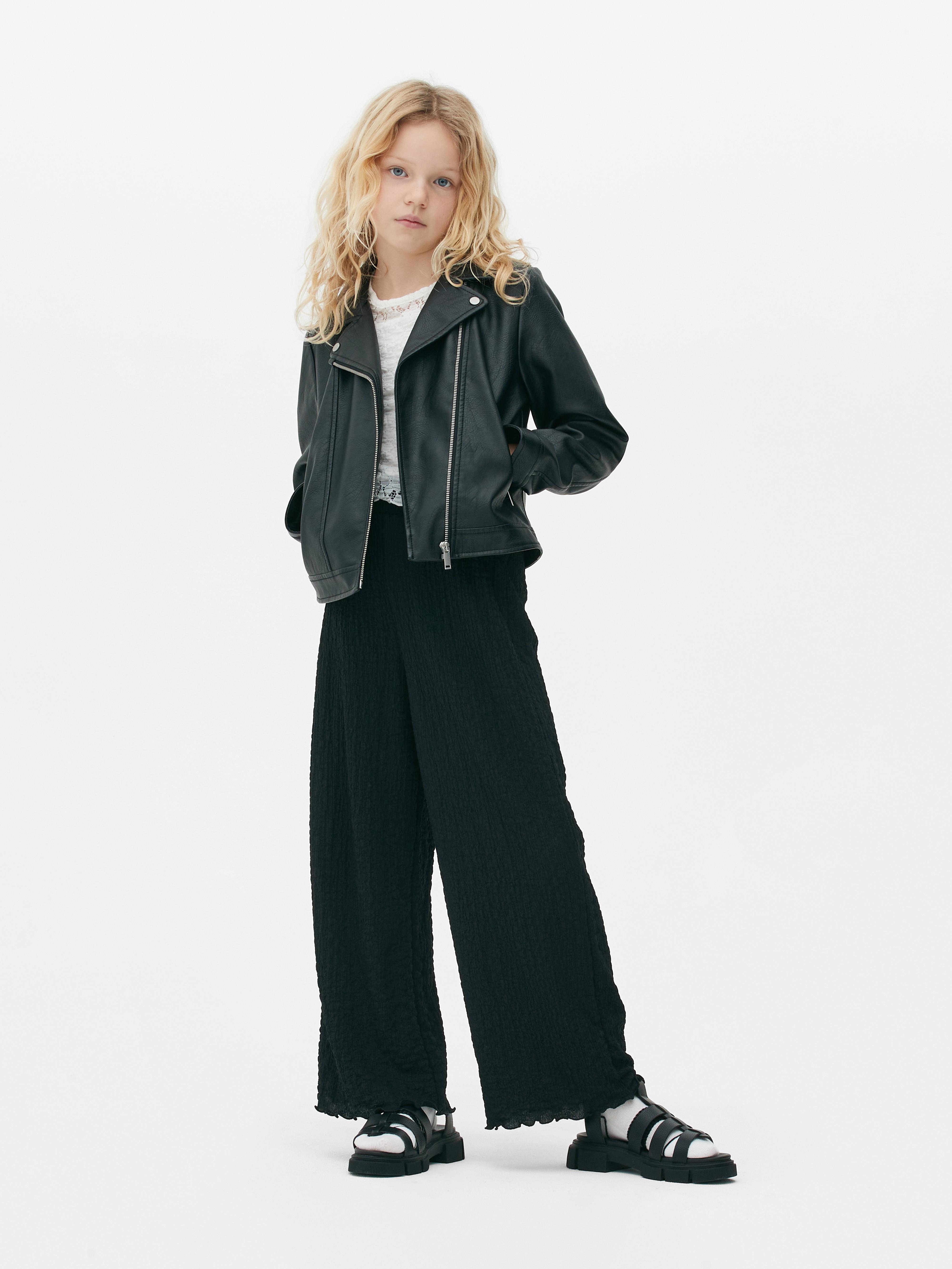 Girls Black Ribbed Flare Trousers Primark